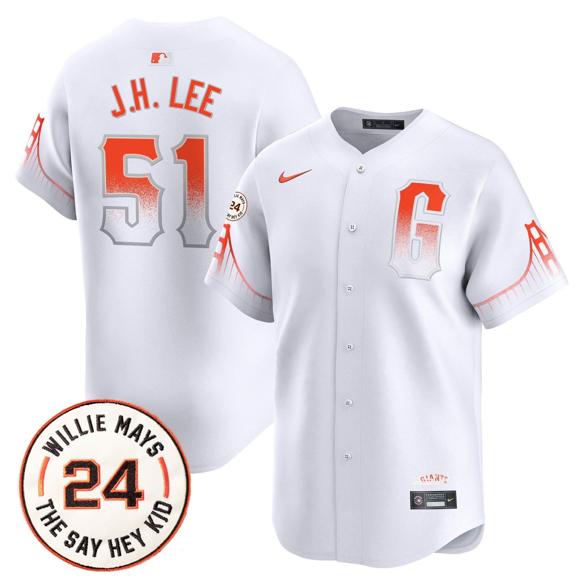Men's Jung Hoo Lee San Francisco Giants 2024 Willie Mays Patch Vapor Premier Limited City Connect Jersey V6 - All Stitched