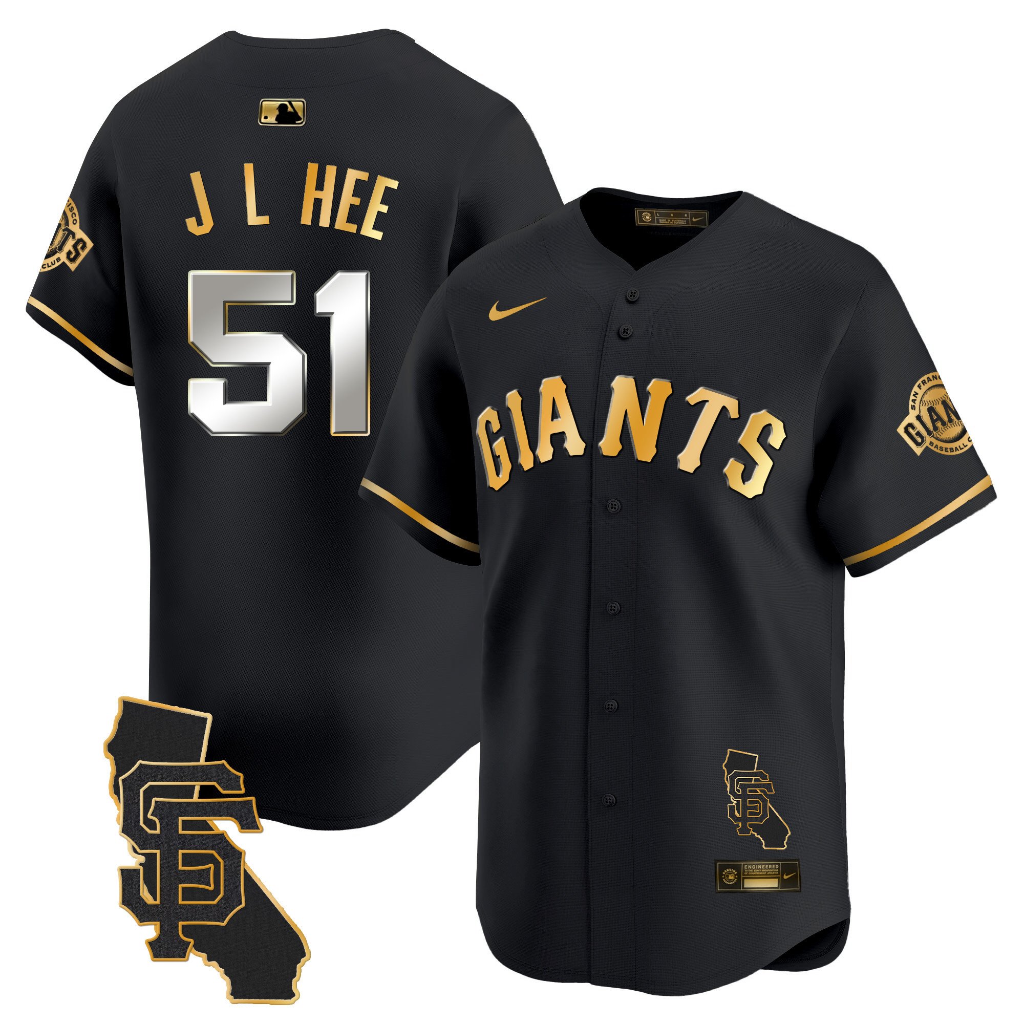 Men's Jung Hoo Lee San Francisco Giants California Patch Vapor Premier Limited Black Gold Jersey - All Stitched