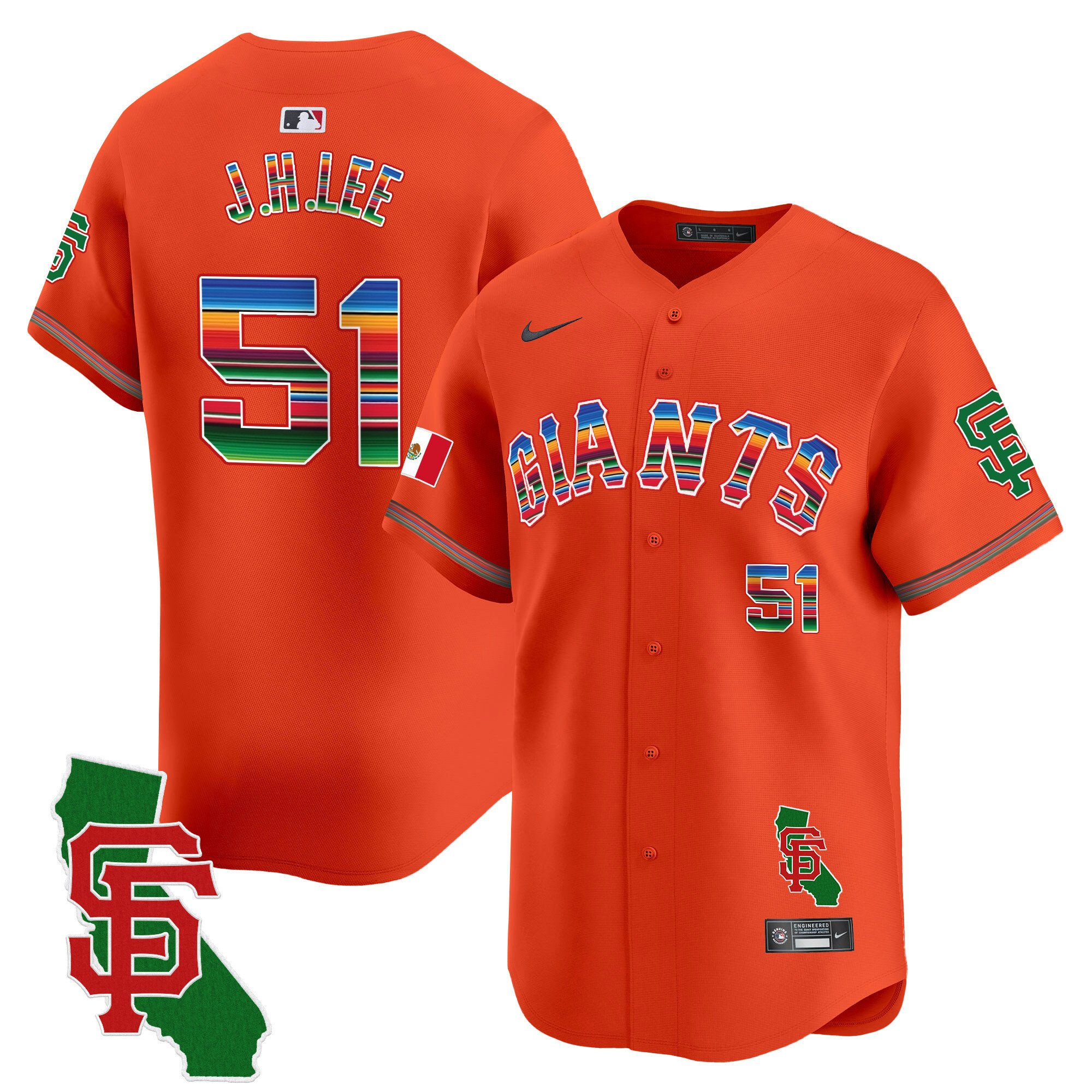 Men's Jung Hoo Lee San Francisco Giants Mexico California Patch Vapor Premier Limited Orange Jersey - All Stitched