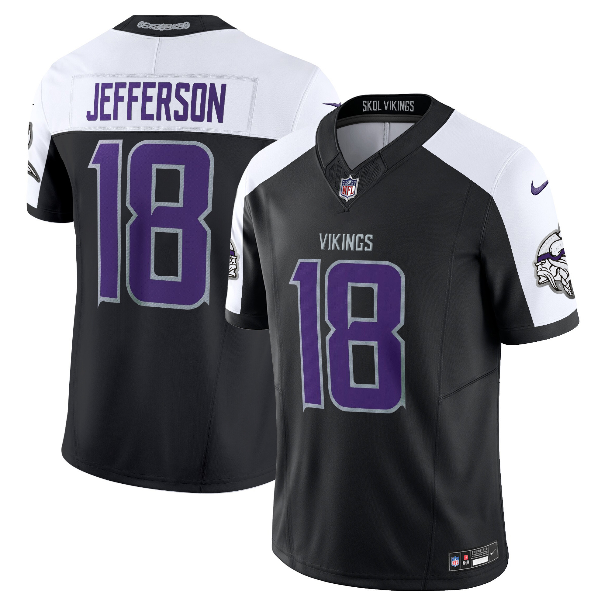 Men's Justin Jefferson 2024 Minnesota Vikings Winter Warrior Vapor Limited Black Alternate Jersey - All Stitched