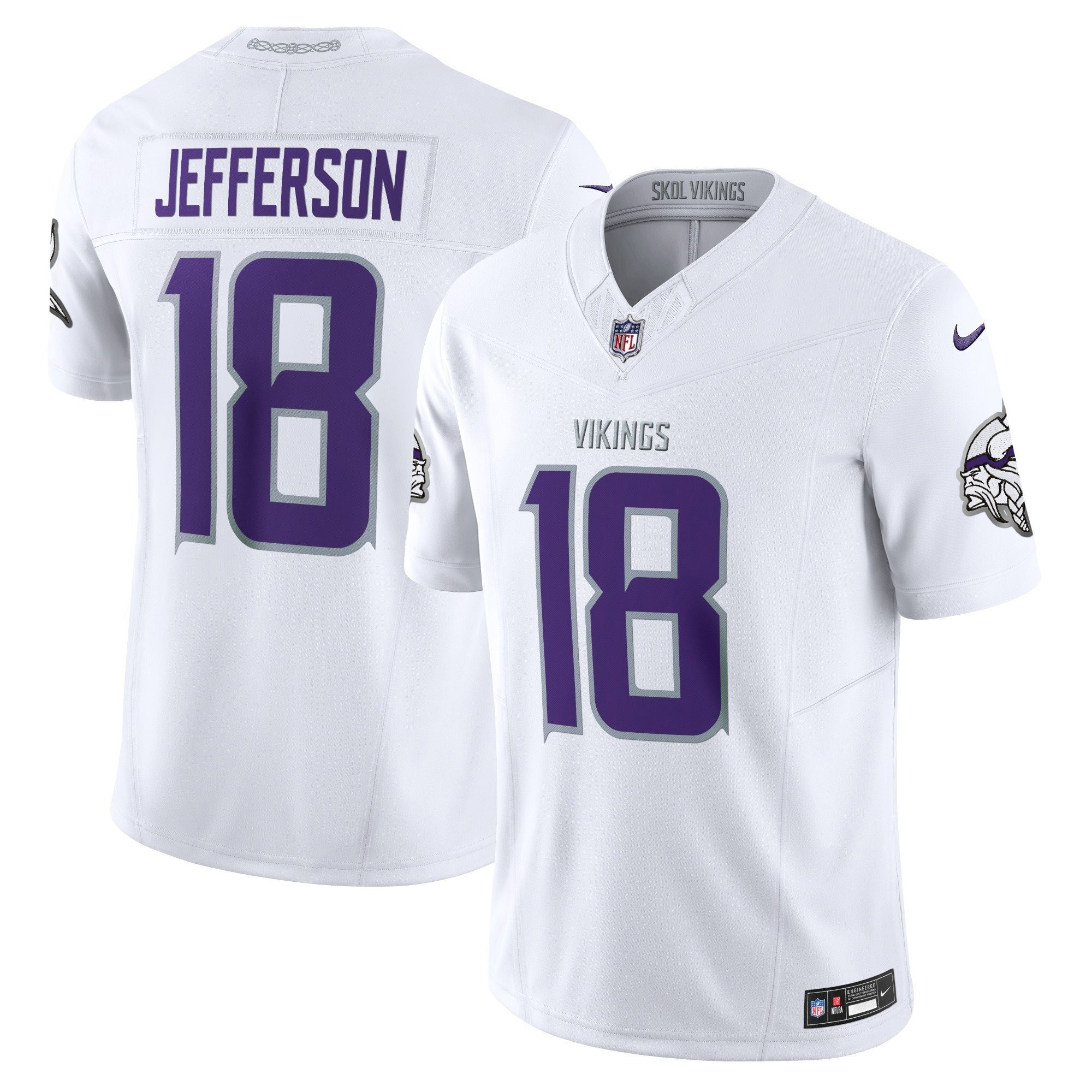 Men's Justin Jefferson 2024 Minnesota Vikings Winter Warrior Vapor Limited White Limited Jersey - All Stitched