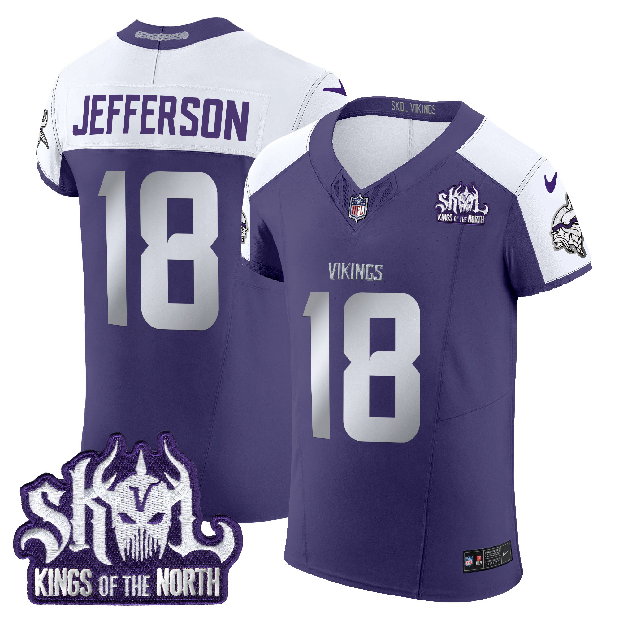 Men's Justin Jefferson Minnesota Vikings 2024 Winter Warrior Skol Patch Vapor Elite Purple Alternate Jersey - All Stitched
