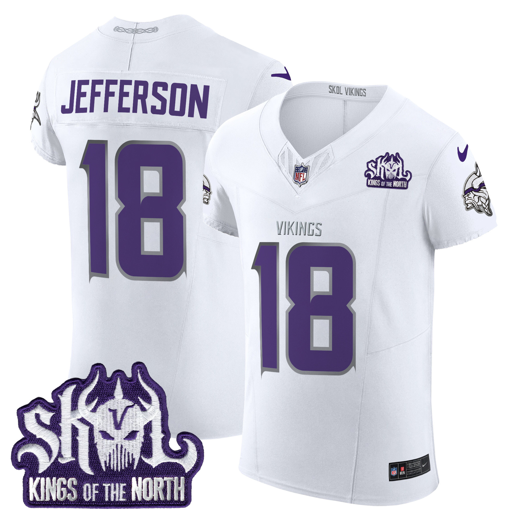 Men's Justin Jefferson Minnesota Vikings 2024 Winter Warrior Skol Patch Vapor Elite White Limited Jersey - All Stitched