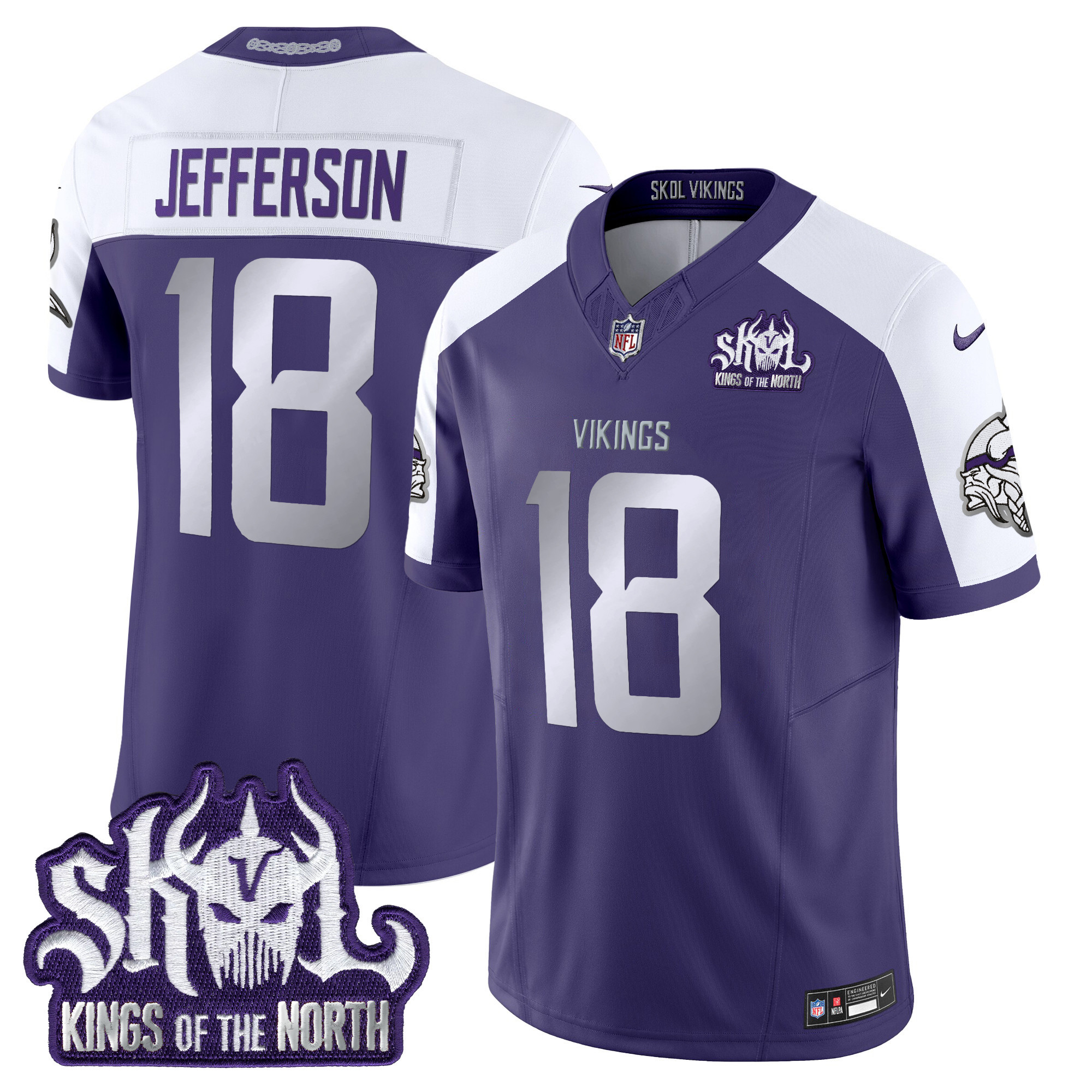 Men's Justin Jefferson Minnesota Vikings 2024 Winter Warrior Skol Patch Vapor Limited Purple Alternate Jersey - All Stitched
