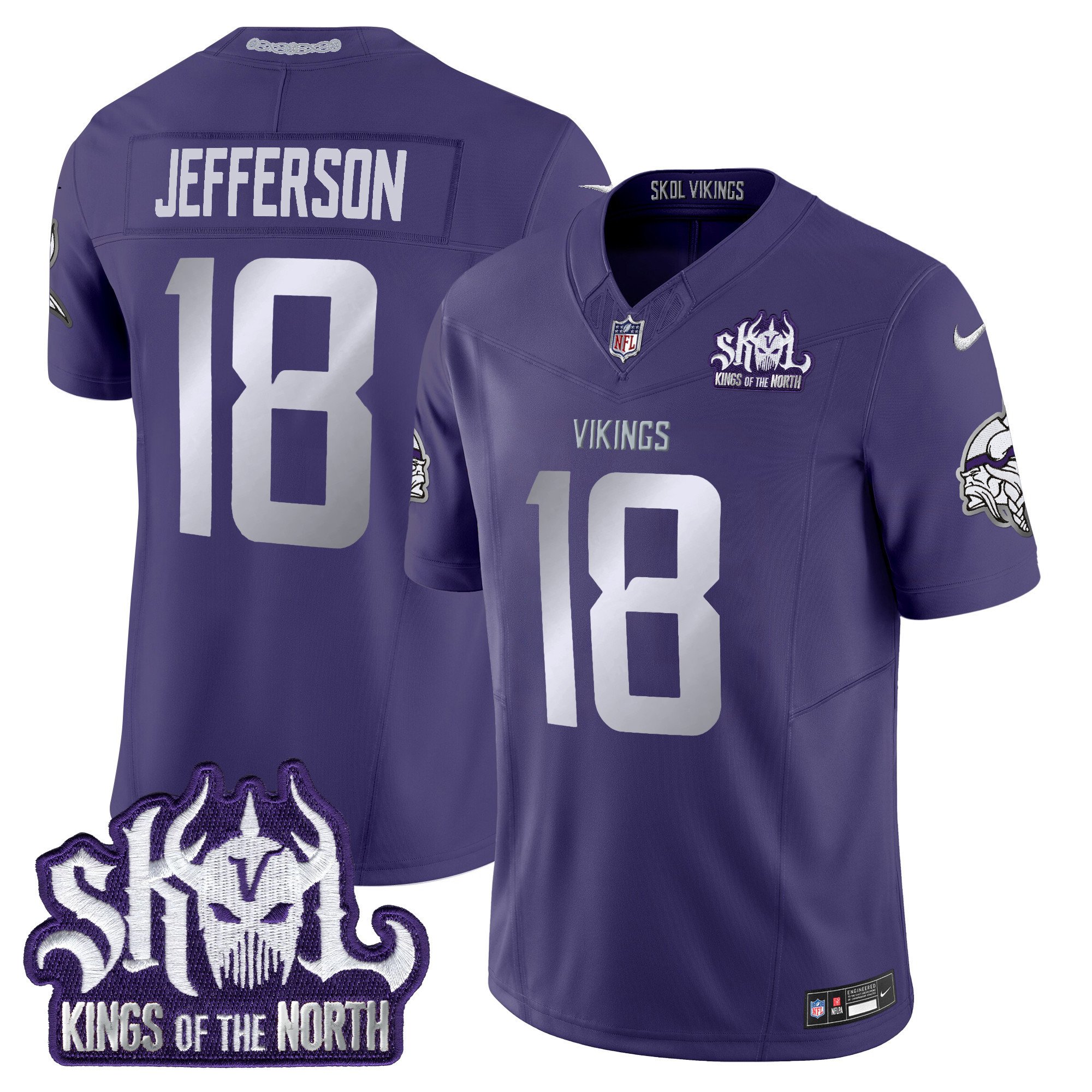 Men's Justin Jefferson Minnesota Vikings 2024 Winter Warrior Skol Patch Vapor Limited Purple Jersey - All Stitched