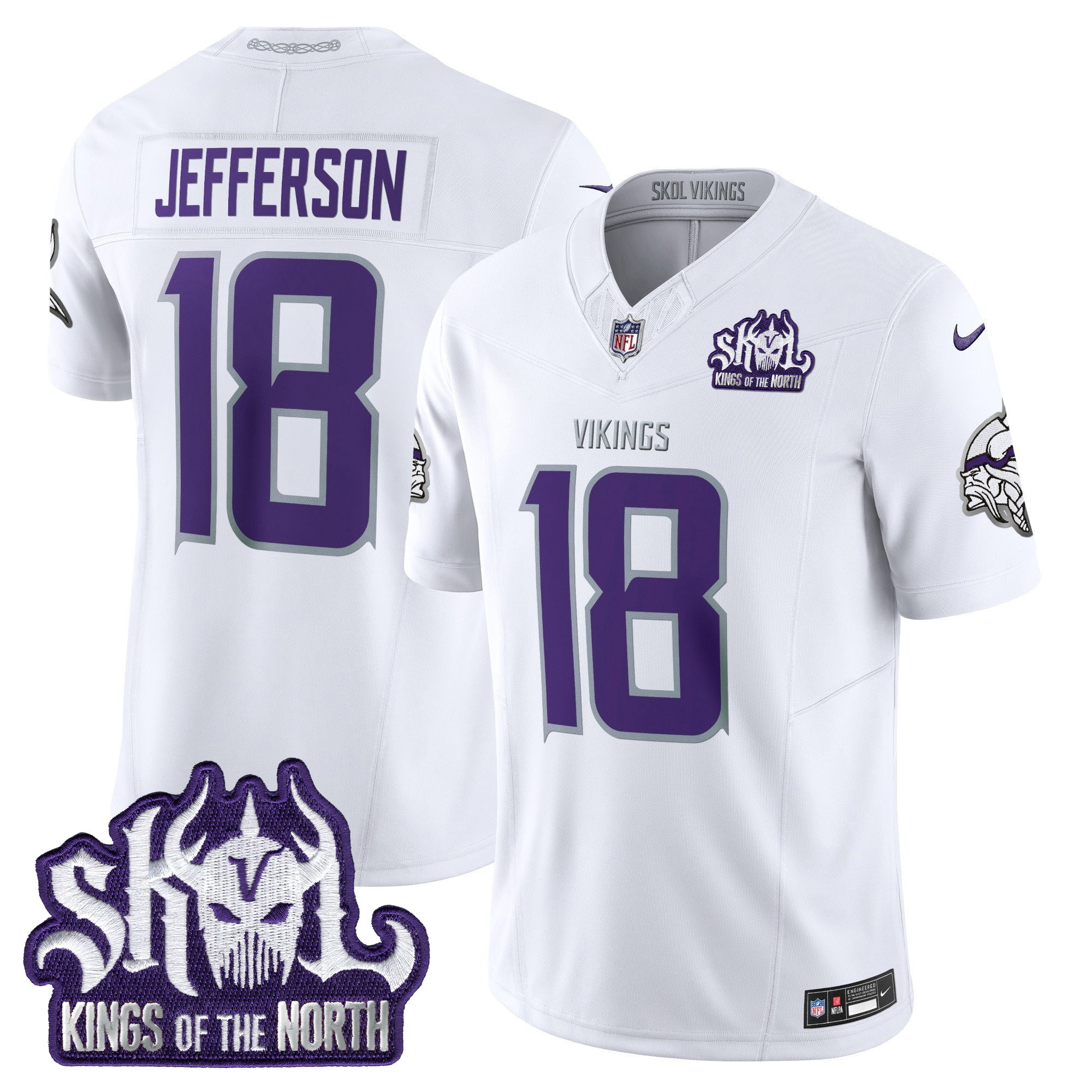 Men's Justin Jefferson Minnesota Vikings 2024 Winter Warrior Skol Patch Vapor Limited White Limited Jersey - All Stitched