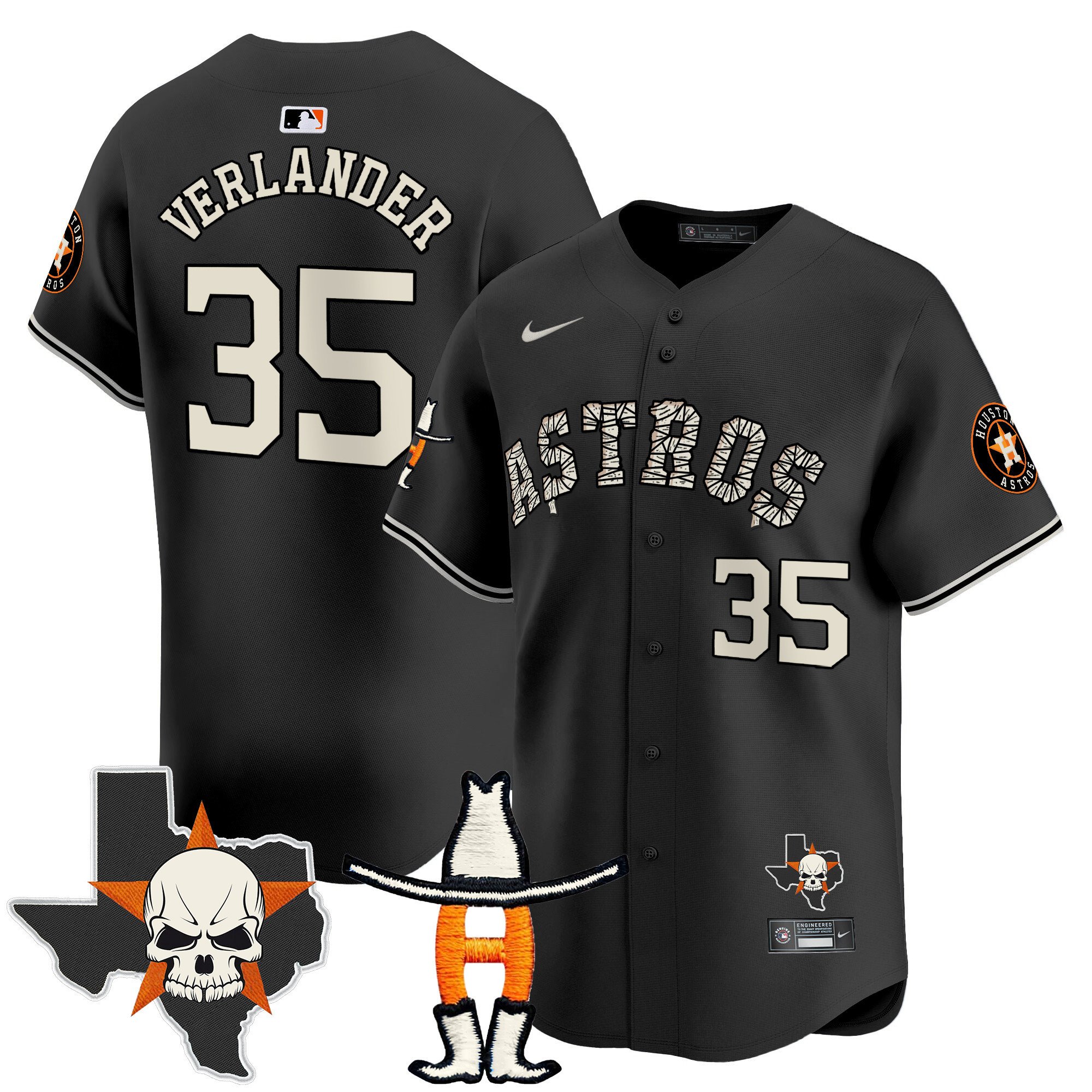 Men's Justin Verlander Houston Astros Halloween Vapor Premier Limited Black Jersey - All Stitched