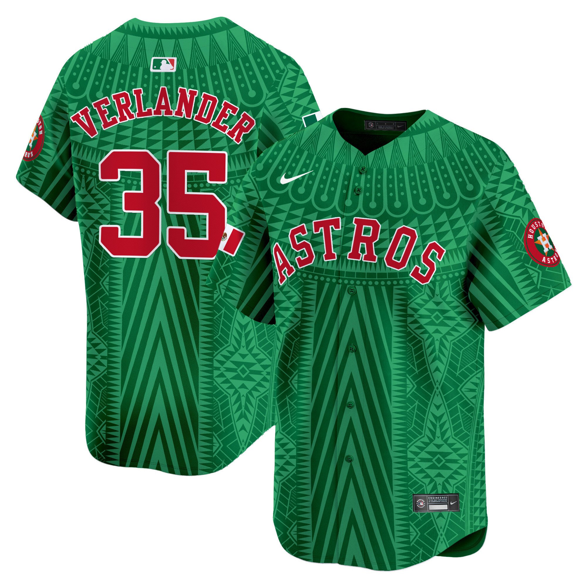 Men's Justin Verlander Houston Astros Mexico Aztec Pattern Vapor Premier Limited Green Jersey - Printed