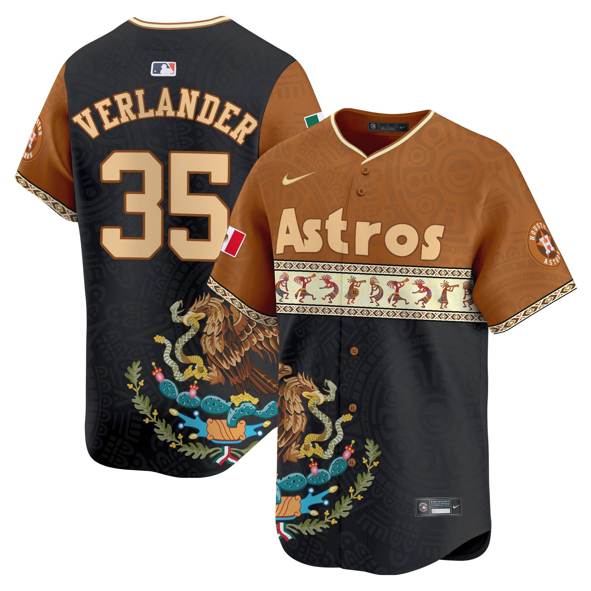 Men's Justin Verlander Houston Astros Mexico Aztec Vapor Premier Limited Brown Jersey - Printed