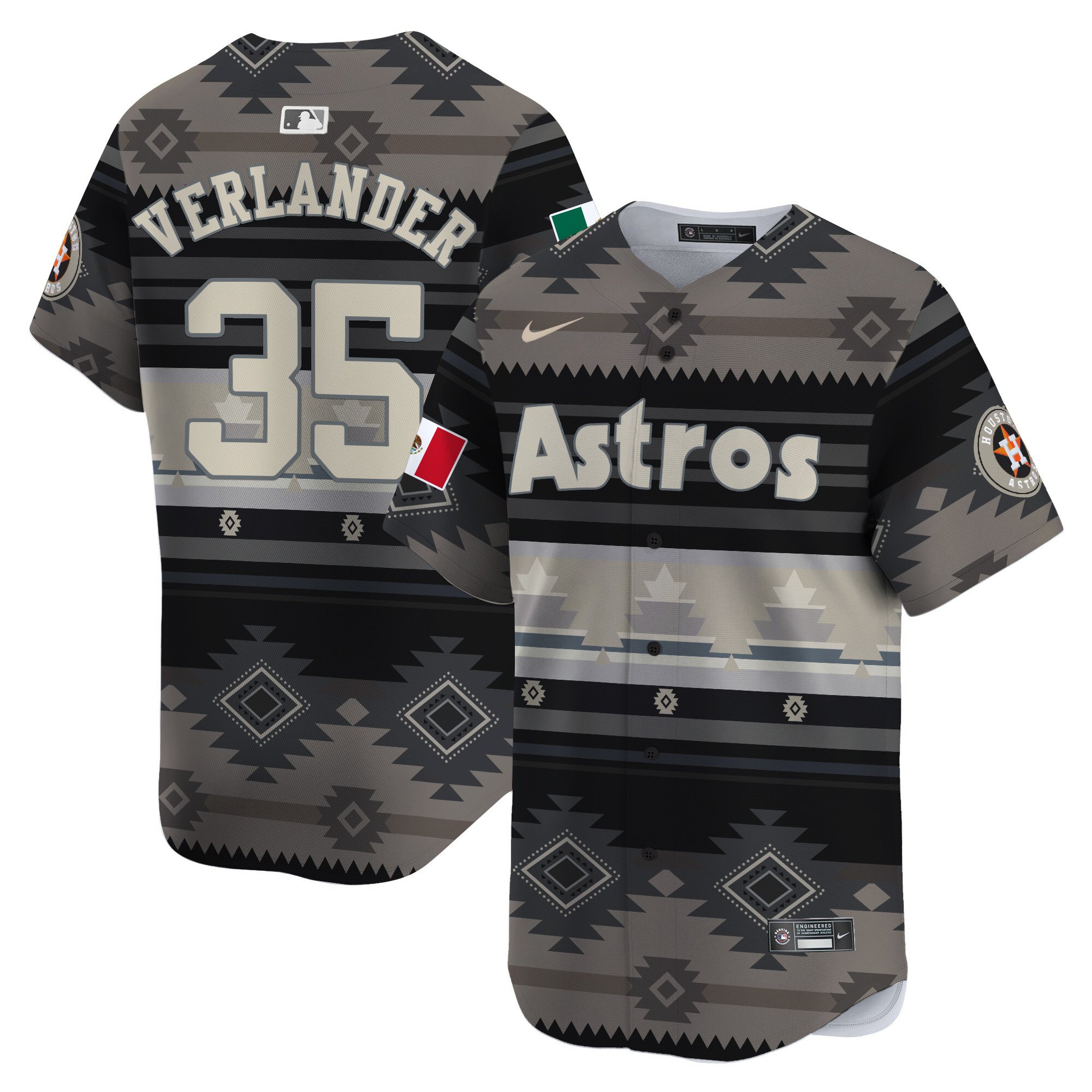 Men's Justin Verlander Houston Astros Mexico Traditional Pattern Vapor Premier Limited Gray Jersey - Printed