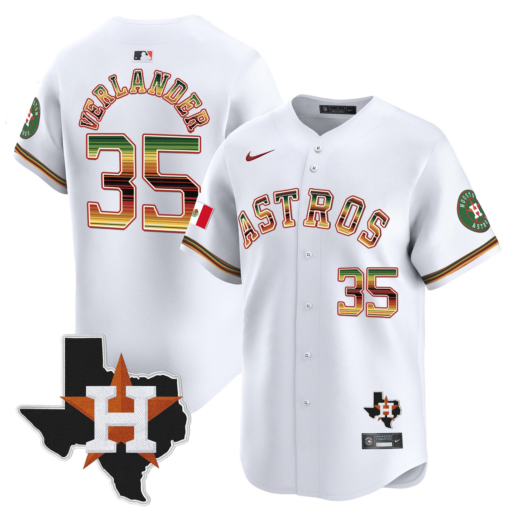 Men's Justin Verlander Houston Astros Mexico Traditional Style Vapor Premier Limited White Jersey - All Stitched