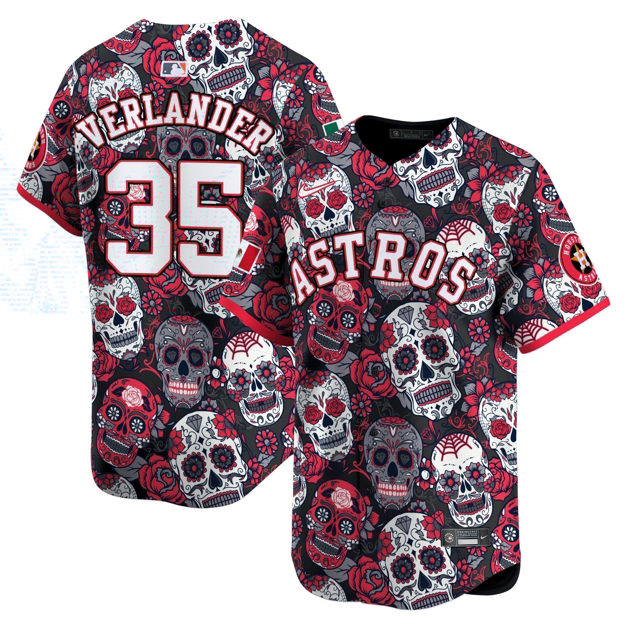 Men's Justin Verlander Houston Astros Sugar Skull Mexico Vapor Premier Limited Red Jersey - Printed