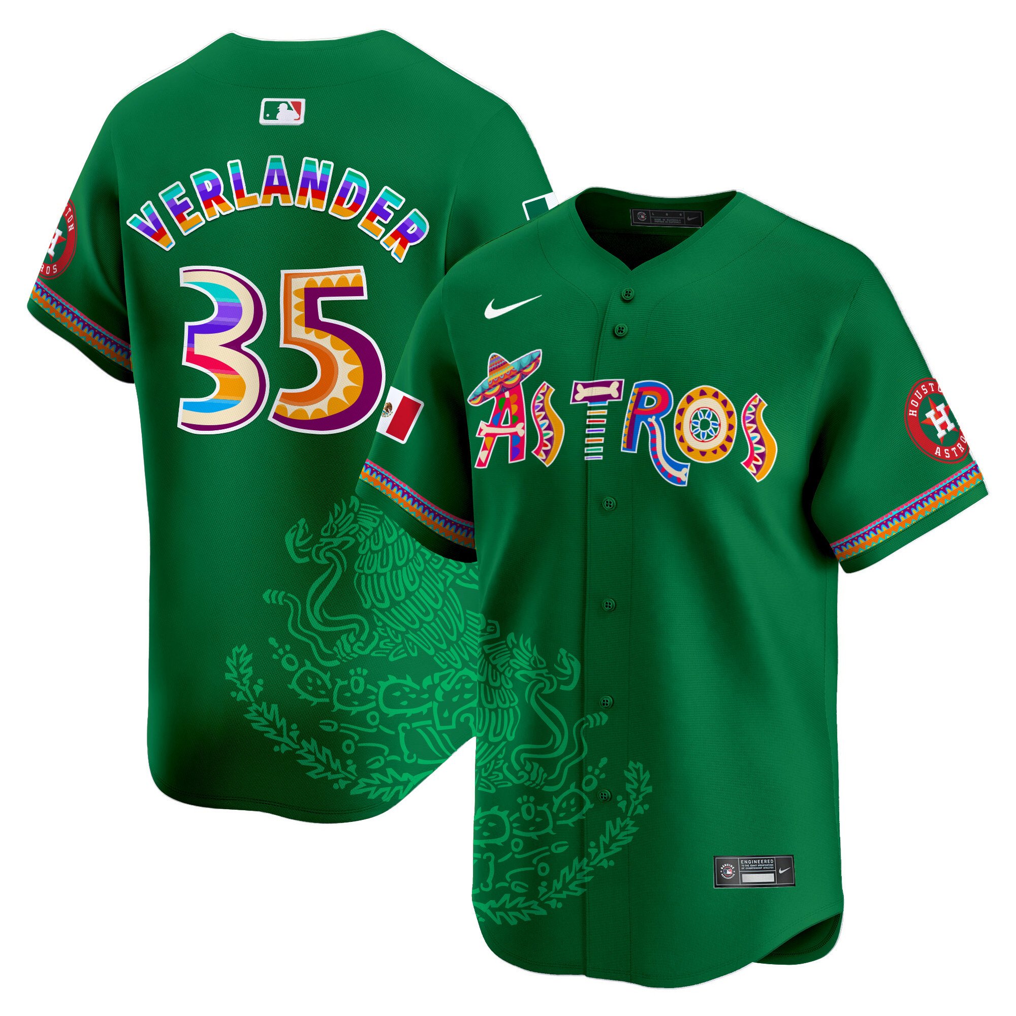 Men's Justin Verlander Houston Astros Viva Mexico Heritage Vapor Premier Limited Green Jersey - Printed