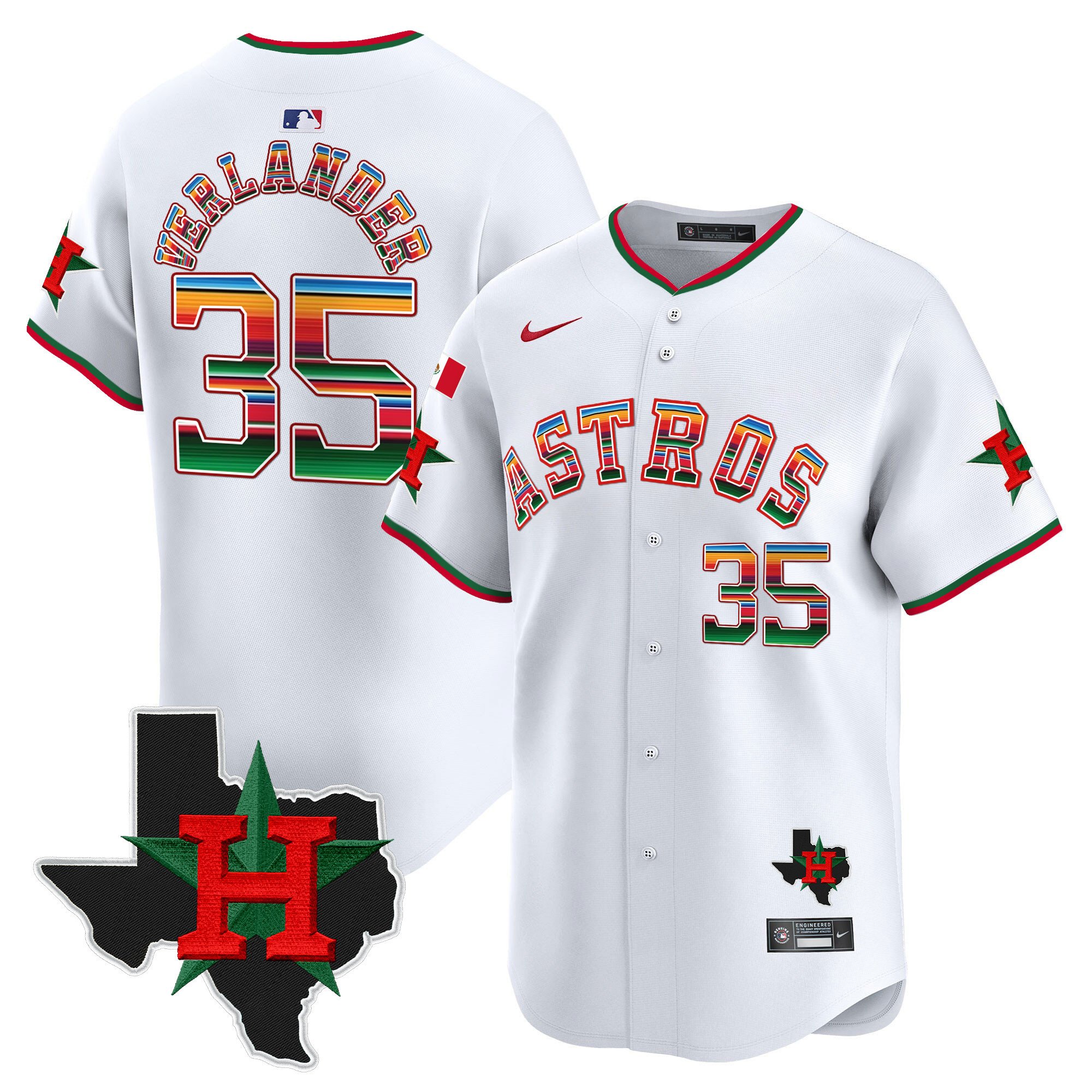 Men's Justin Verlander Mexico Texas Patch Vapor Premier Limited White Houston Astros Jersey V2 - All Stitched
