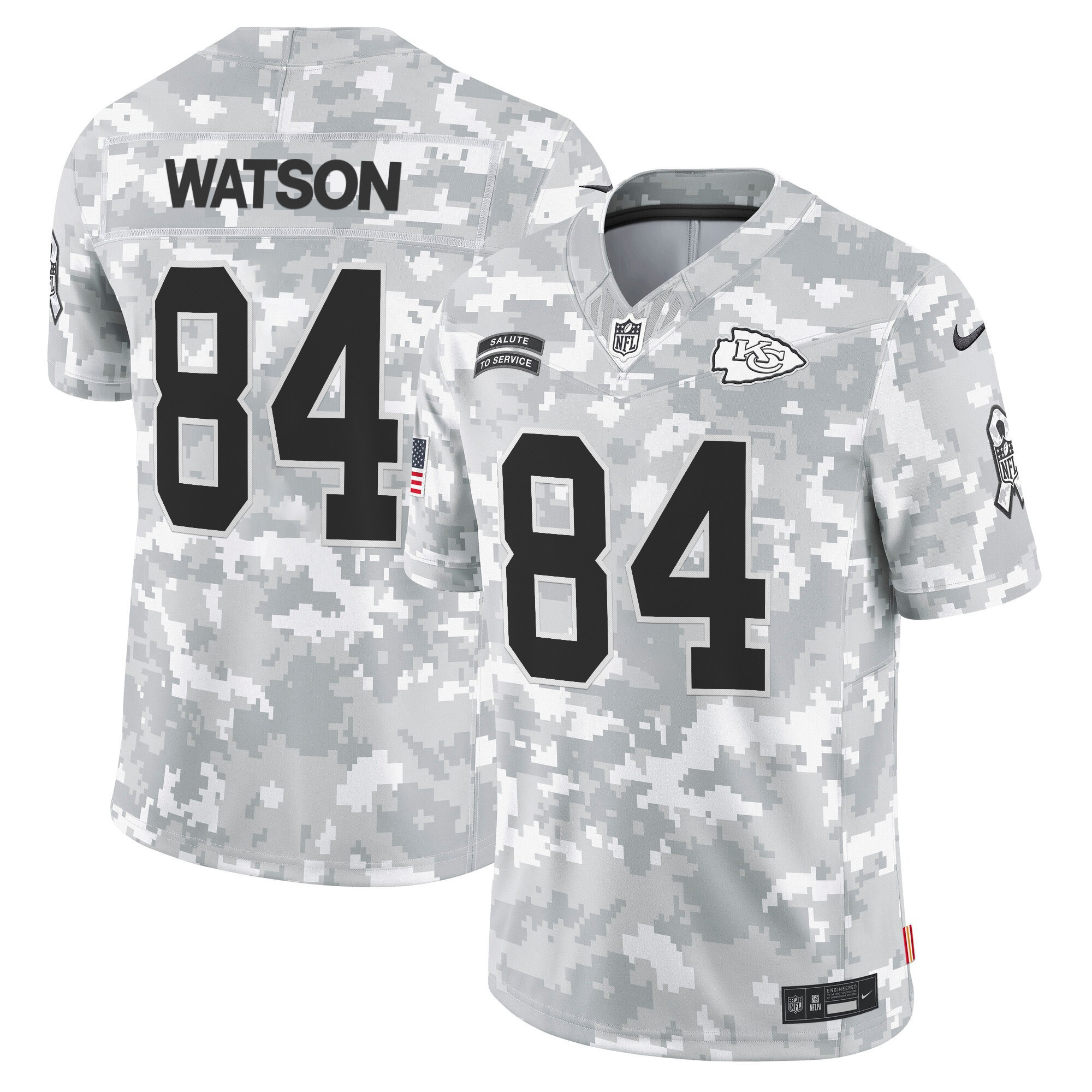 Men's Justin Watson Kansas City Chiefs 2024 Salute to Service Vapor Limited Arctic Camo Jersey - All stitched