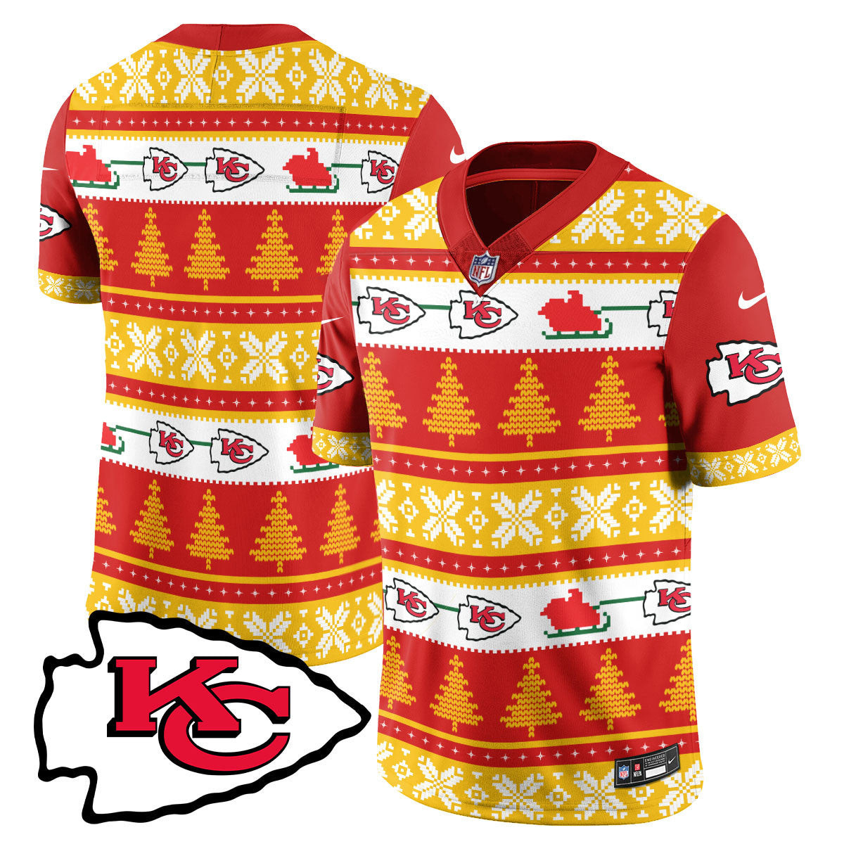 Men's Kansas City Chiefs 2024 Christmas Vapor Limited  Red Jersey - Printed