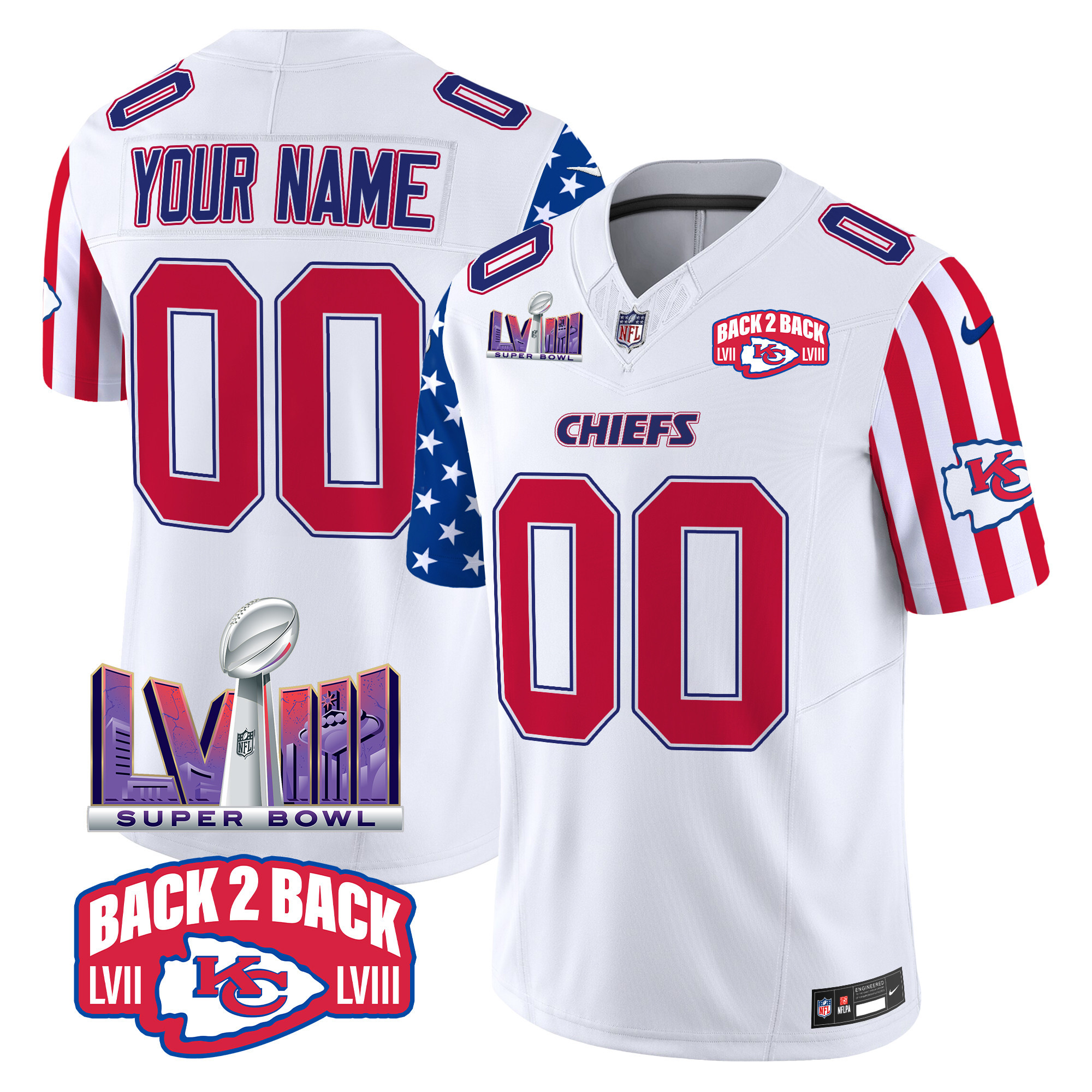 Men's Kansas City Chiefs American Style Vapor Limited Custom White Jersey - All Stitched