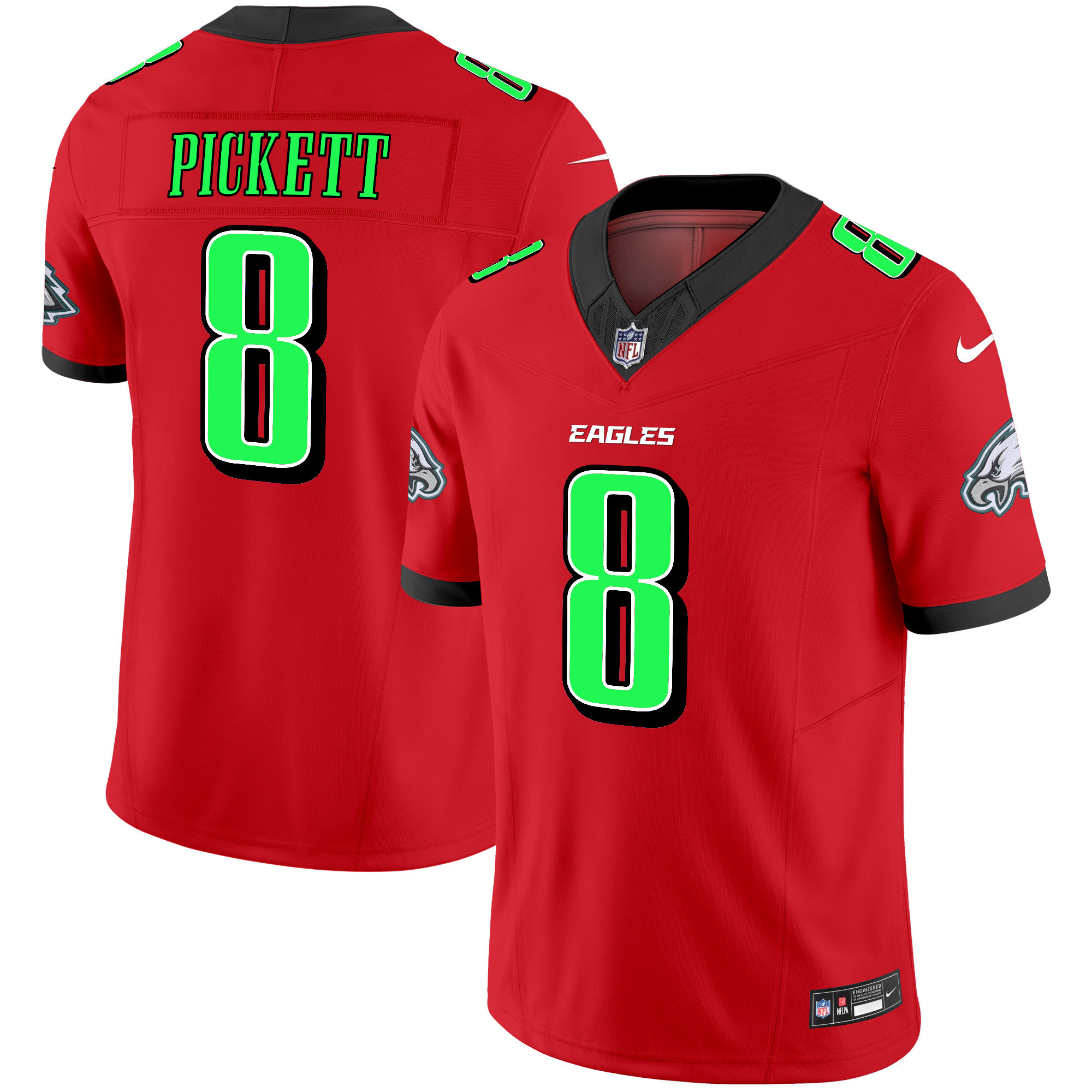 Men's Kenny Pickett Philadelphia Eagles 2024 Practice Vapor Limited Red Jersey - All Stitched