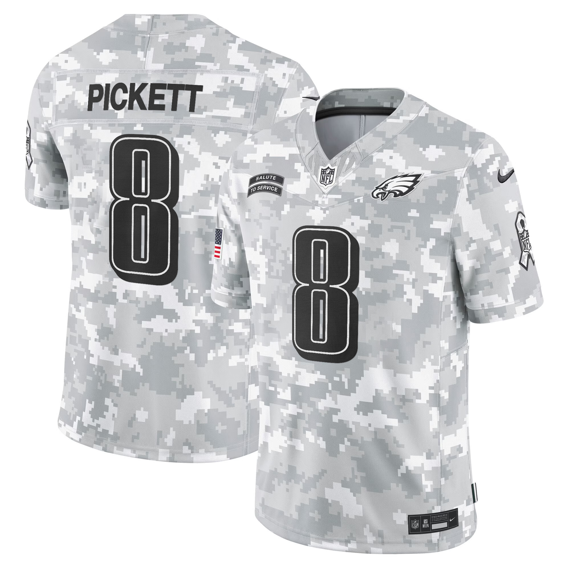 Men's Kenny Pickett Philadelphia Eagles 2024 Salute to Service Vapor Limited Arctic Camo Jersey - All Stitched