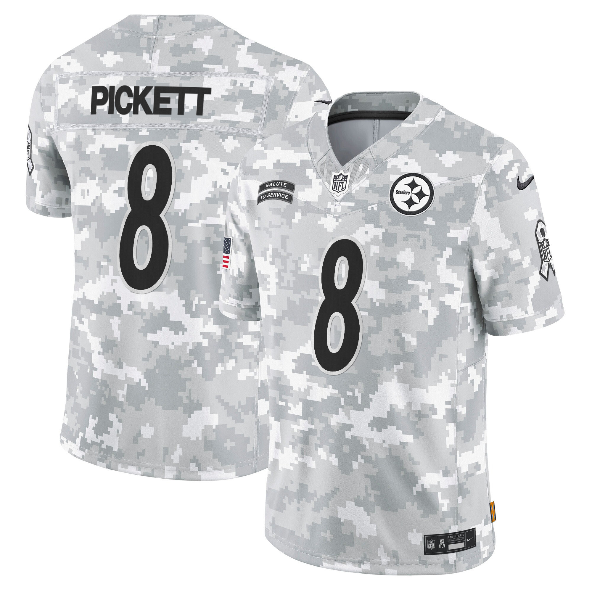 Men's Kenny Pickett Pittsburgh Steelers 2024 Salute to Service Vapor Limited Jersey - Arctic Camo - All Stitched