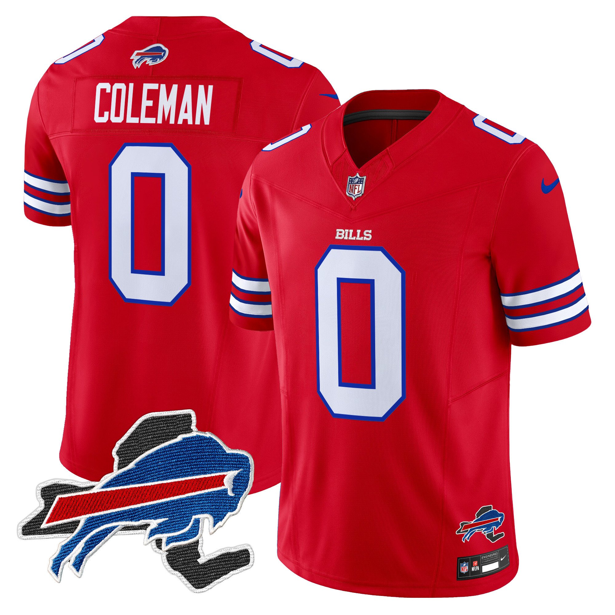 Men's Keon Coleman Buffalo Bills New York Patch Vapor Limited Red Jersey V3 - All Stitched