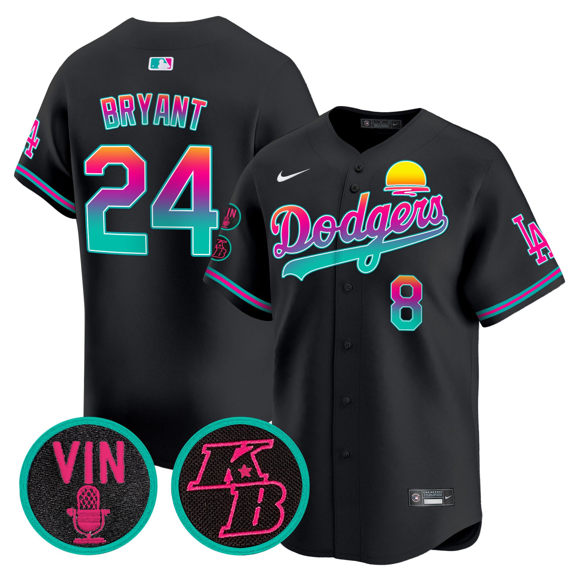 Men's Kobe Bryant Los Angeles Dodgers 2024 Los Angeles City Style Vapor Premier Limited Black Jersey V2 - All Stitched