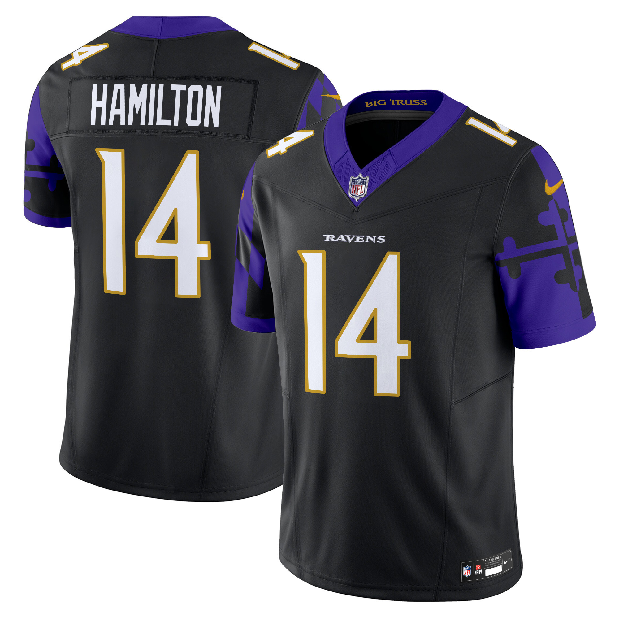 Men's Kyle Hamilton Baltimore Ravens Maryland Flag Vapor Limited Black Jersey - All Stitched