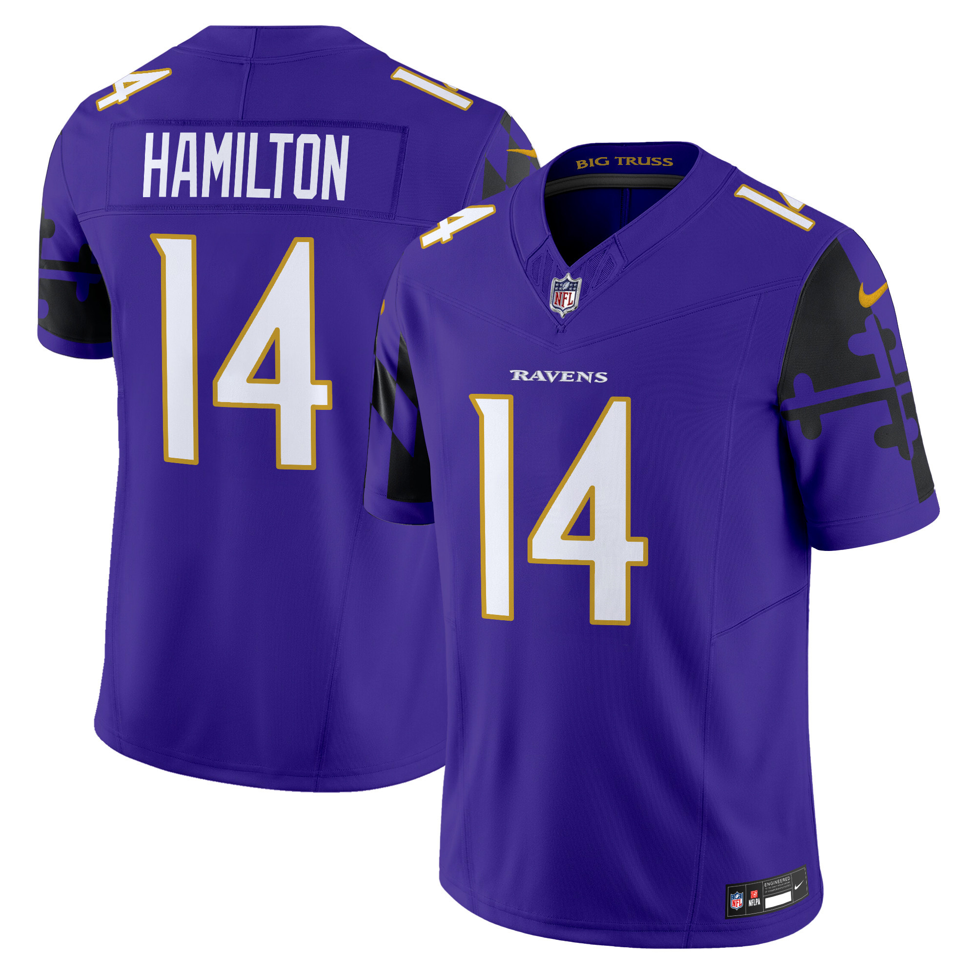 Men's Kyle Hamilton Baltimore Ravens Maryland Flag Vapor Limited Purple Jersey - All Stitched