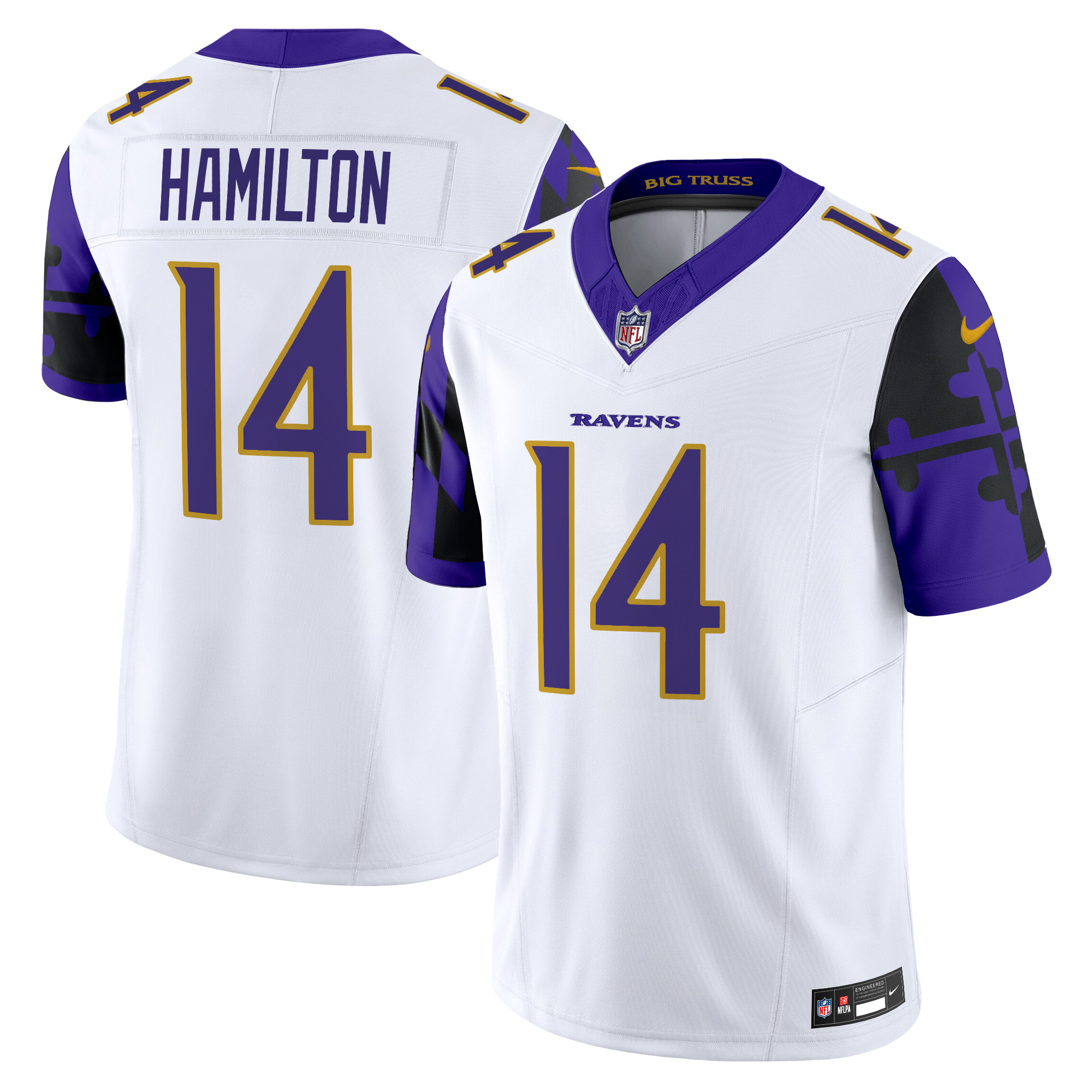 Men's Kyle Hamilton Baltimore Ravens Maryland Flag Vapor Limited White Jersey - All Stitched