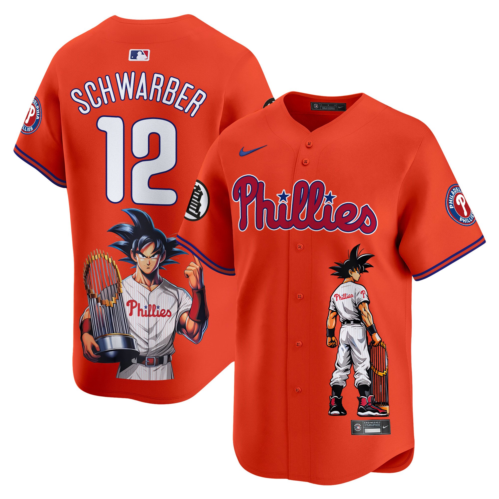 Men's Kyle Schwarber Philadelphia Phillies Dragon Ball Son Goku Vapor Premier Limited Orange Jersey - Printed