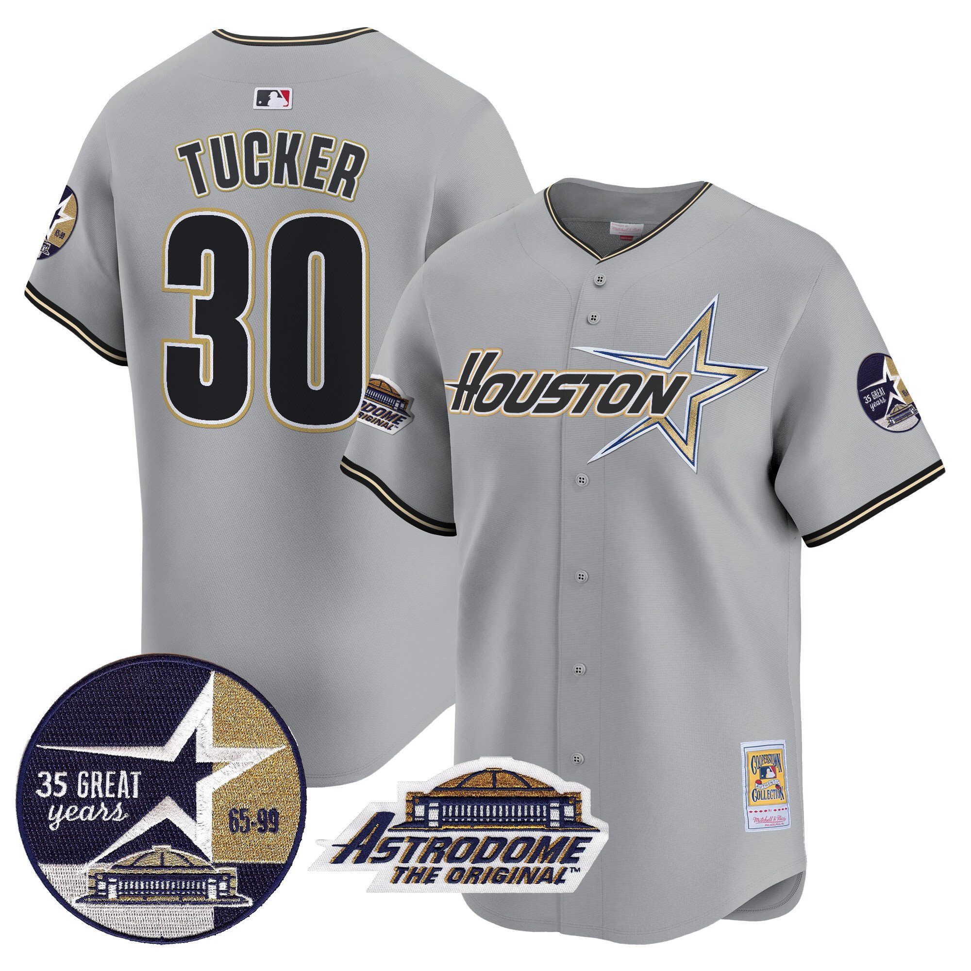 Men's Kyle Tucker Houston Astros 1999 Throwback 35th & Astrodome Patch Vapor Premier Limited Gray Jersey V2 - All Stitched