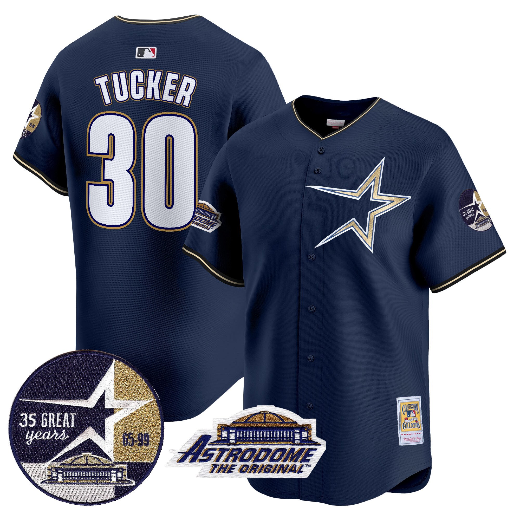 Men's Kyle Tucker Houston Astros 1999 Throwback 35th & Astrodome Patch Vapor Premier Limited Navy Jersey - All Stitched