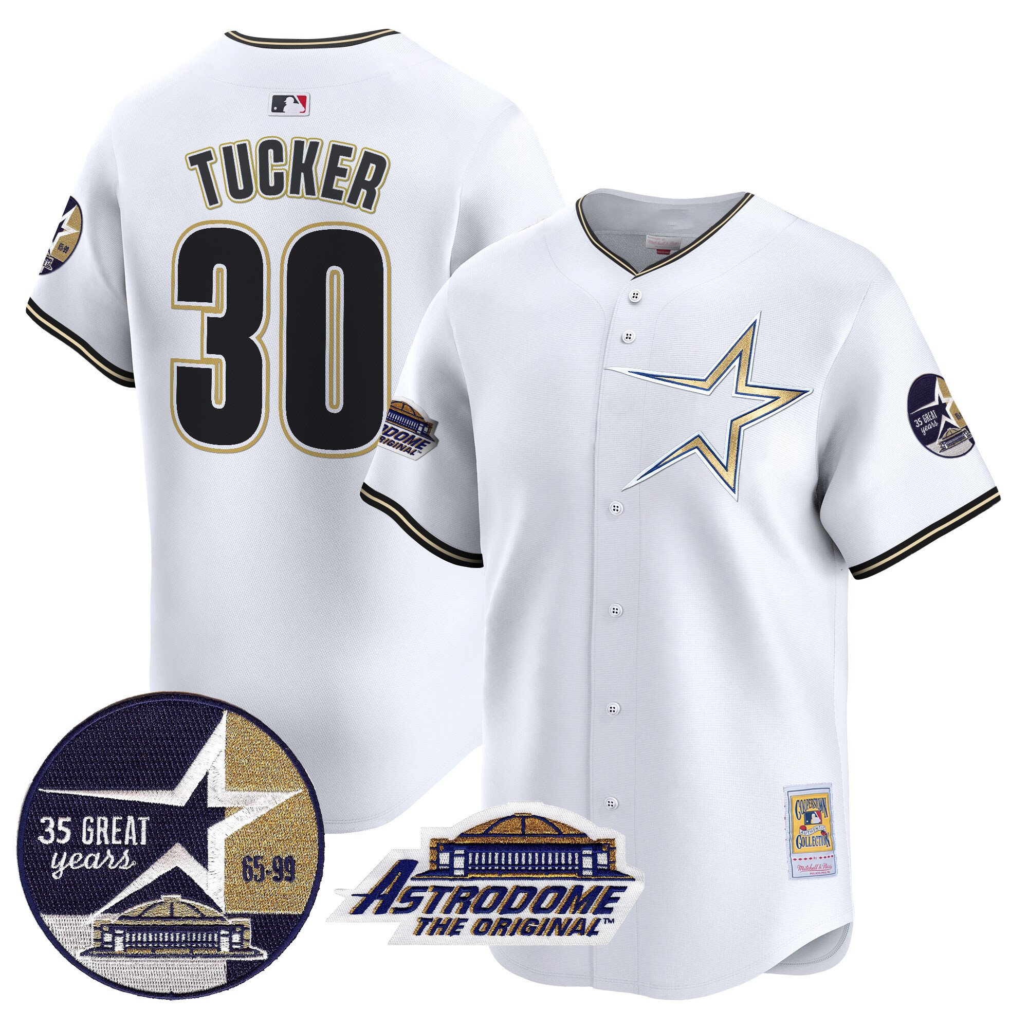 Men's Kyle Tucker Houston Astros 1999 Throwback 35th & Astrodome Patch Vapor Premier Limited White Jersey - All Stitched