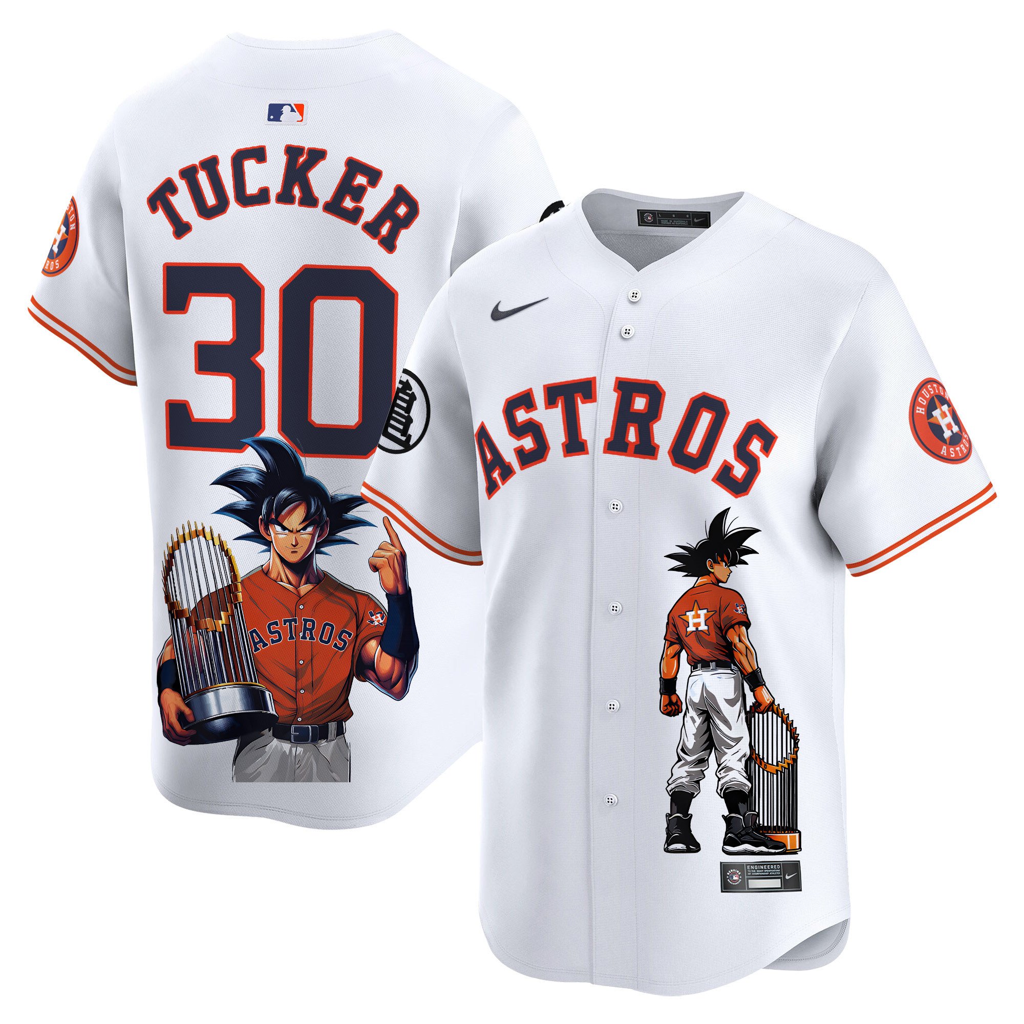 Men's Kyle Tucker Houston Astros Dragon Ball Son Goku Vapor Premier Limited White Jersey - Printed