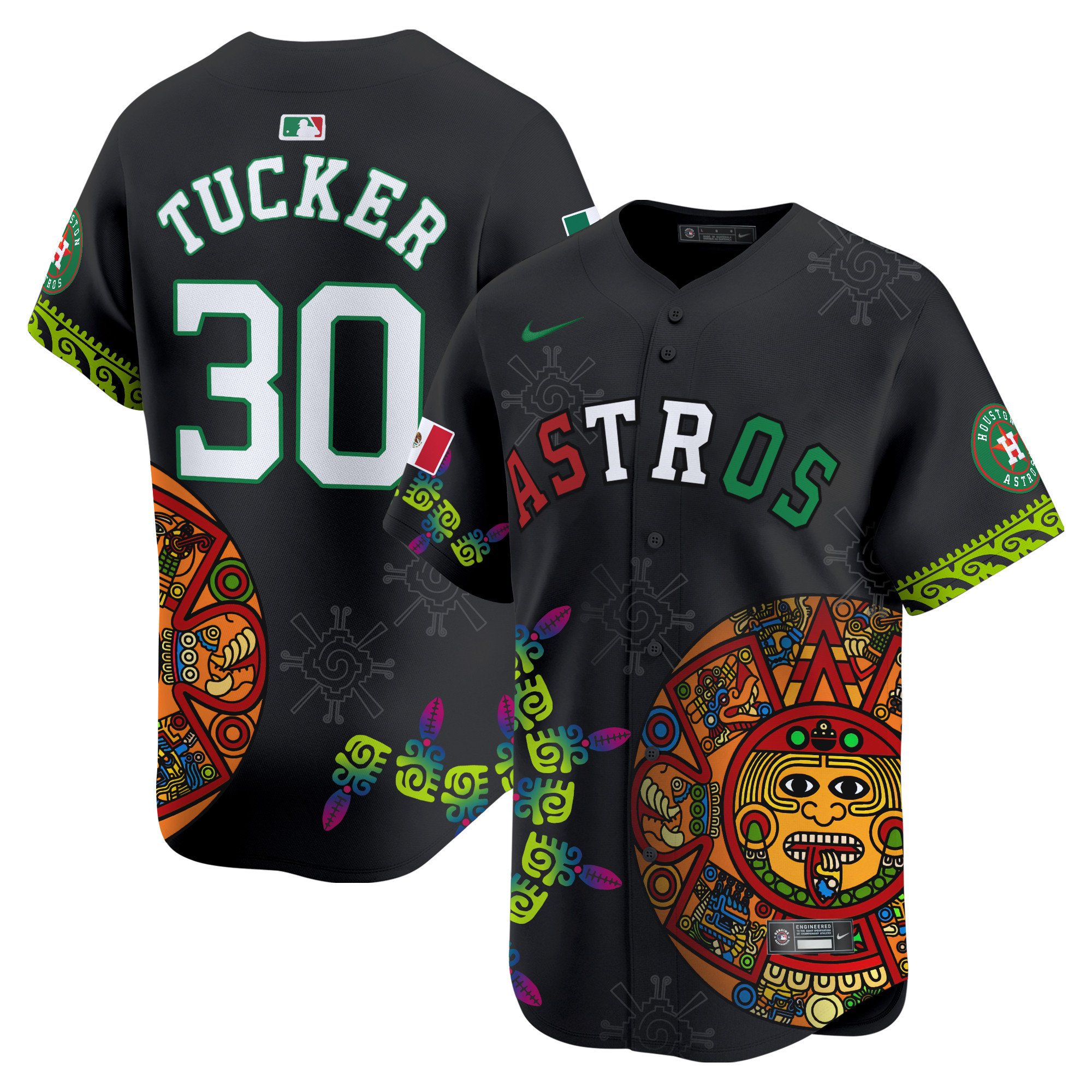 Men's Kyle Tucker Houston Astros Mexico Aztec Calendar Vapor Premier Limited Black Jersey - Printed