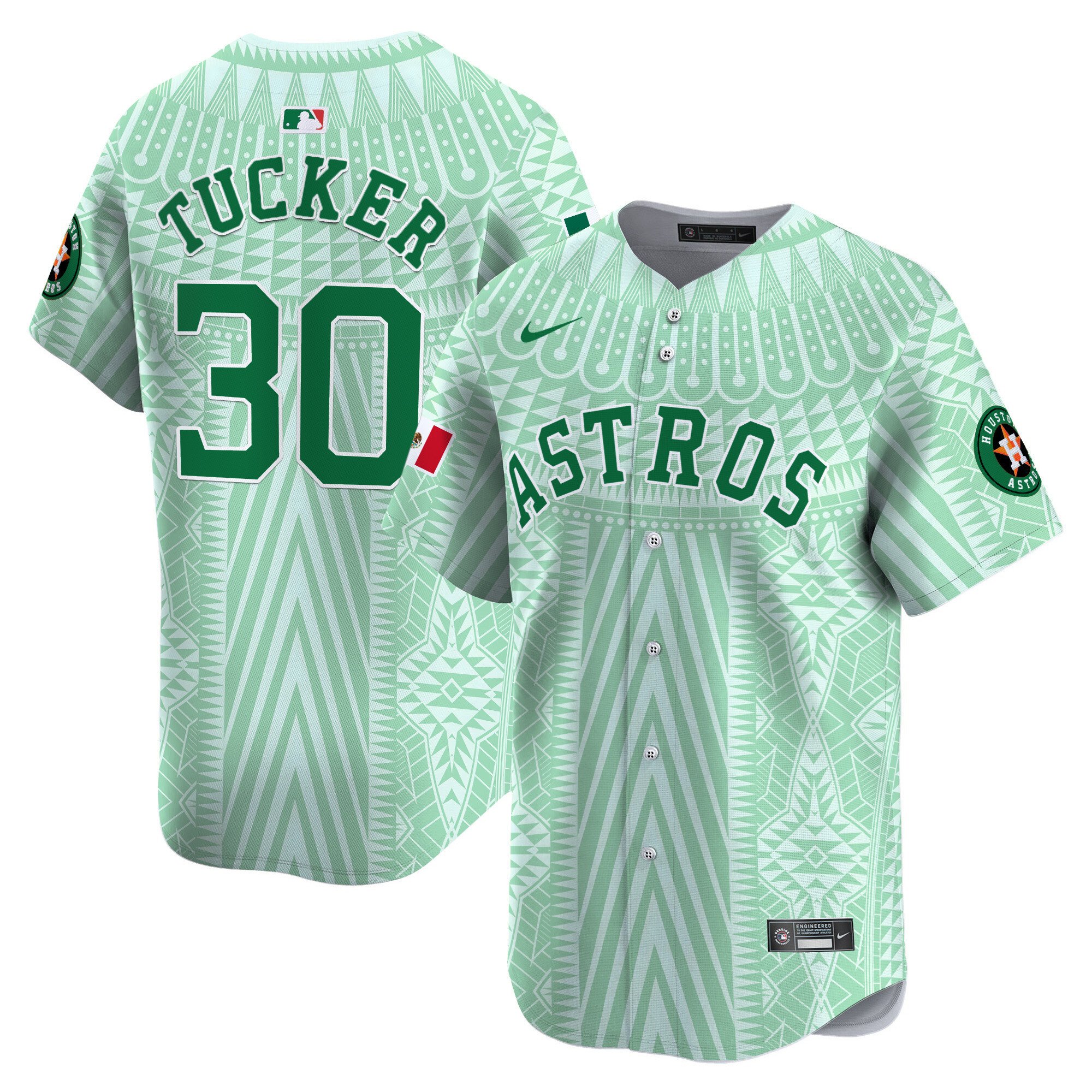 Men's Kyle Tucker Houston Astros Mexico Aztec Pattern Vapor Premier Limited Pale Green Jersey - Printed