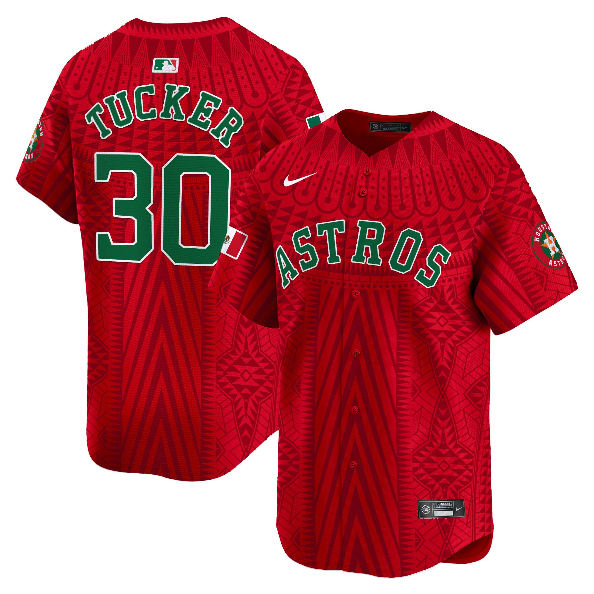 Men's Kyle Tucker Houston Astros Mexico Aztec Pattern Vapor Premier Limited Red Jersey - Printed