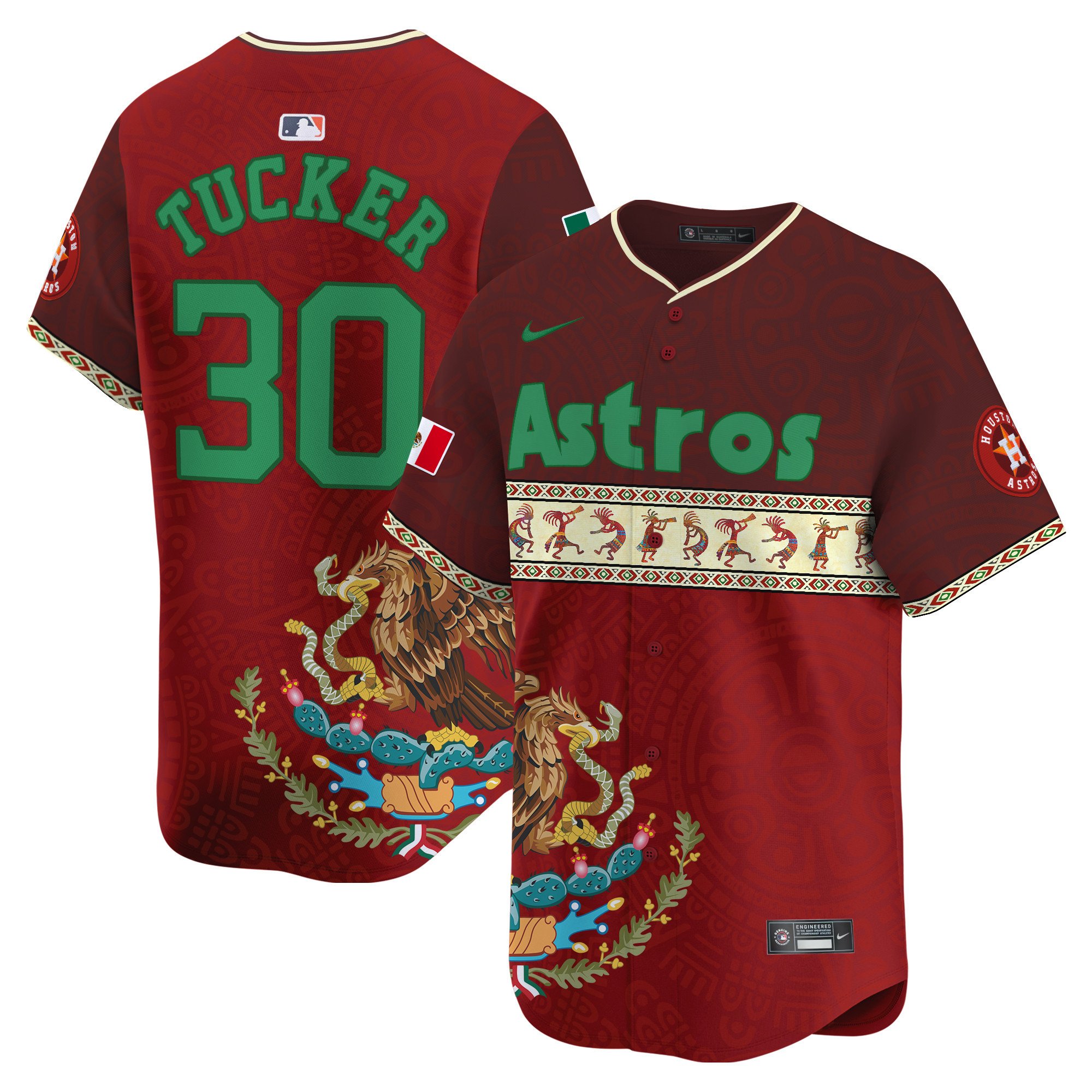 Men's Kyle Tucker Houston Astros Mexico Aztec Vapor Premier Limited Red Jersey V2 - Printed