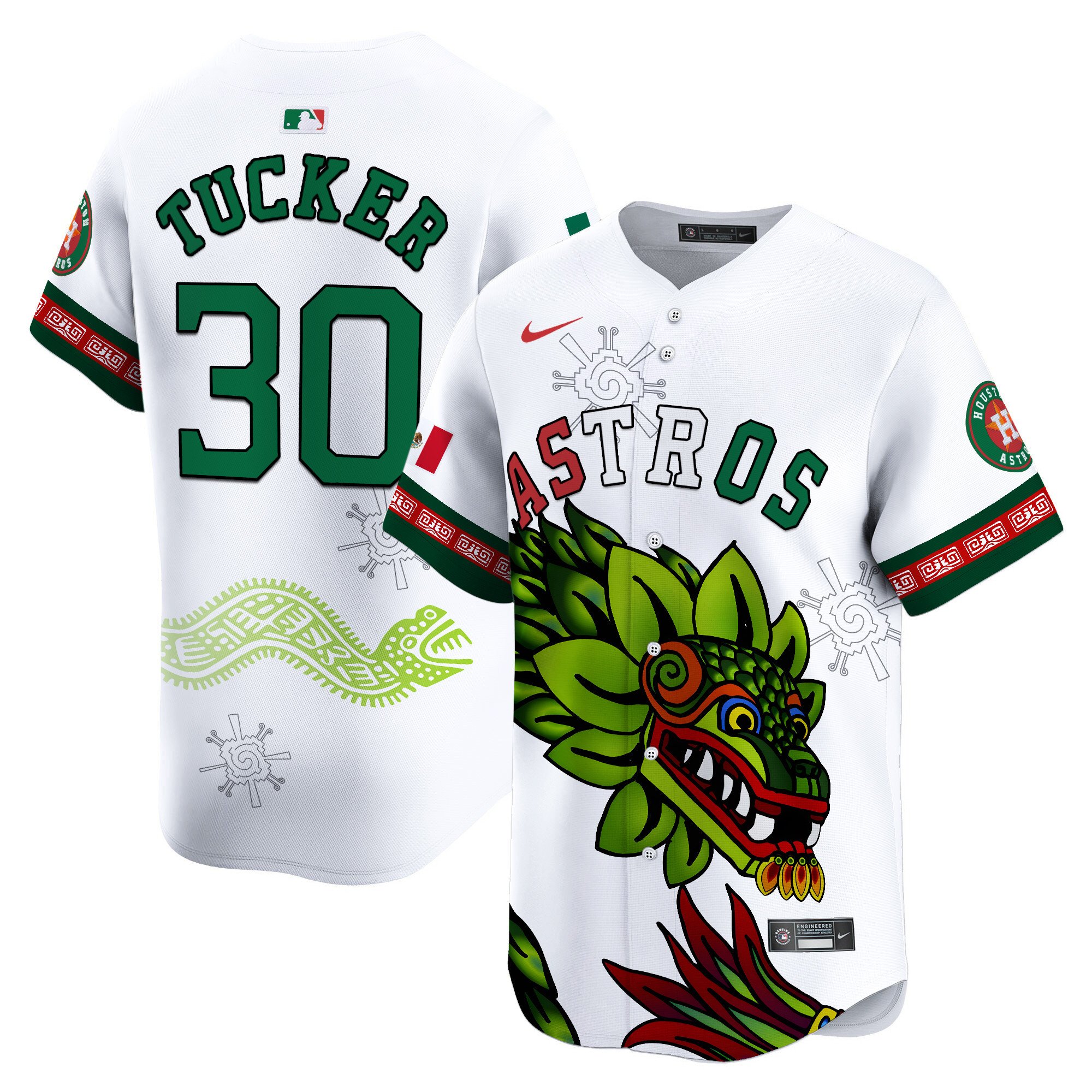 Men's Kyle Tucker Houston Astros Mexico Quetzalcoatl Aztec Vapor Limited White Jersey - Printed