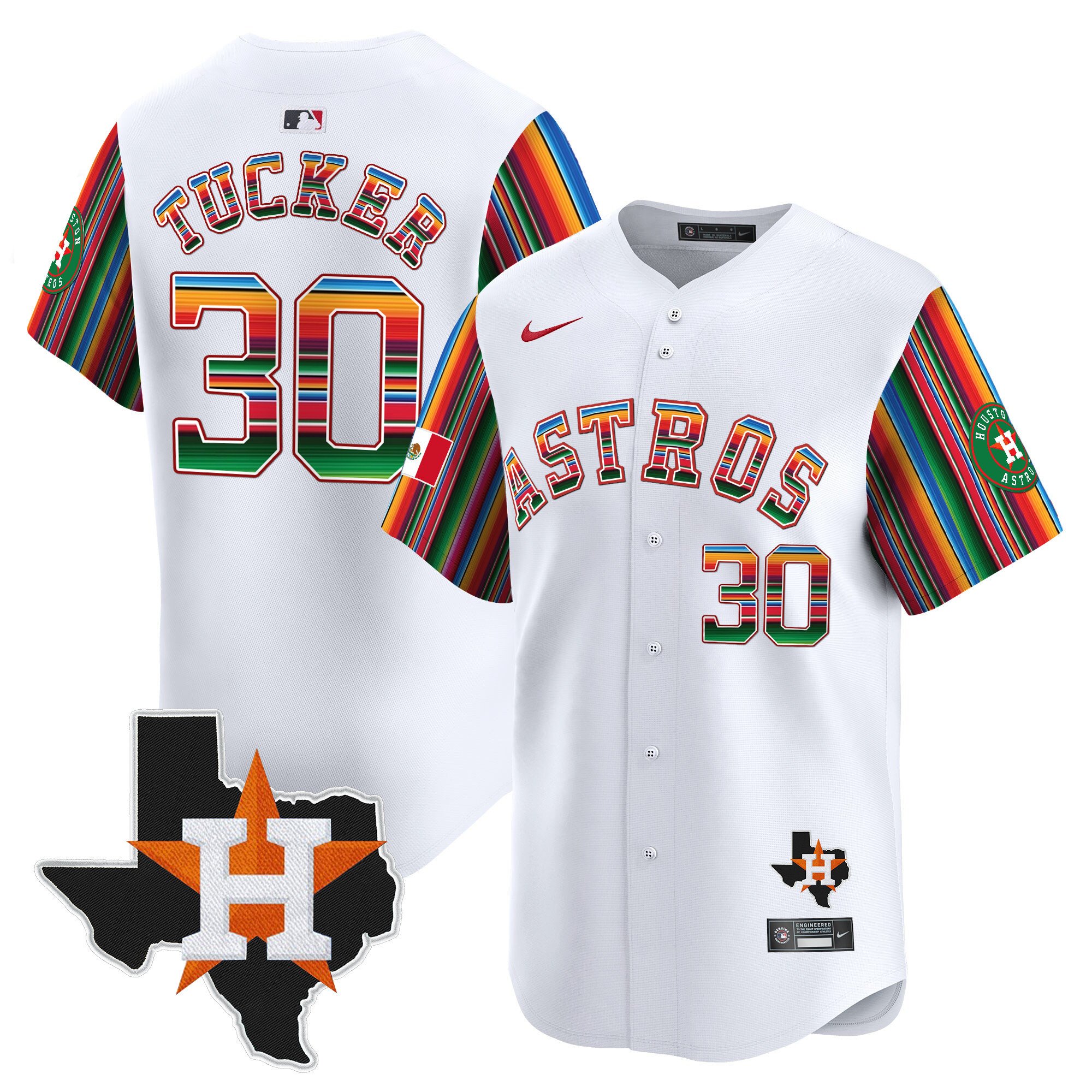 Men's Kyle Tucker Houston Astros Mexico Texas Patch Vapor Premier Limited White Jersey V5 - All Stitched