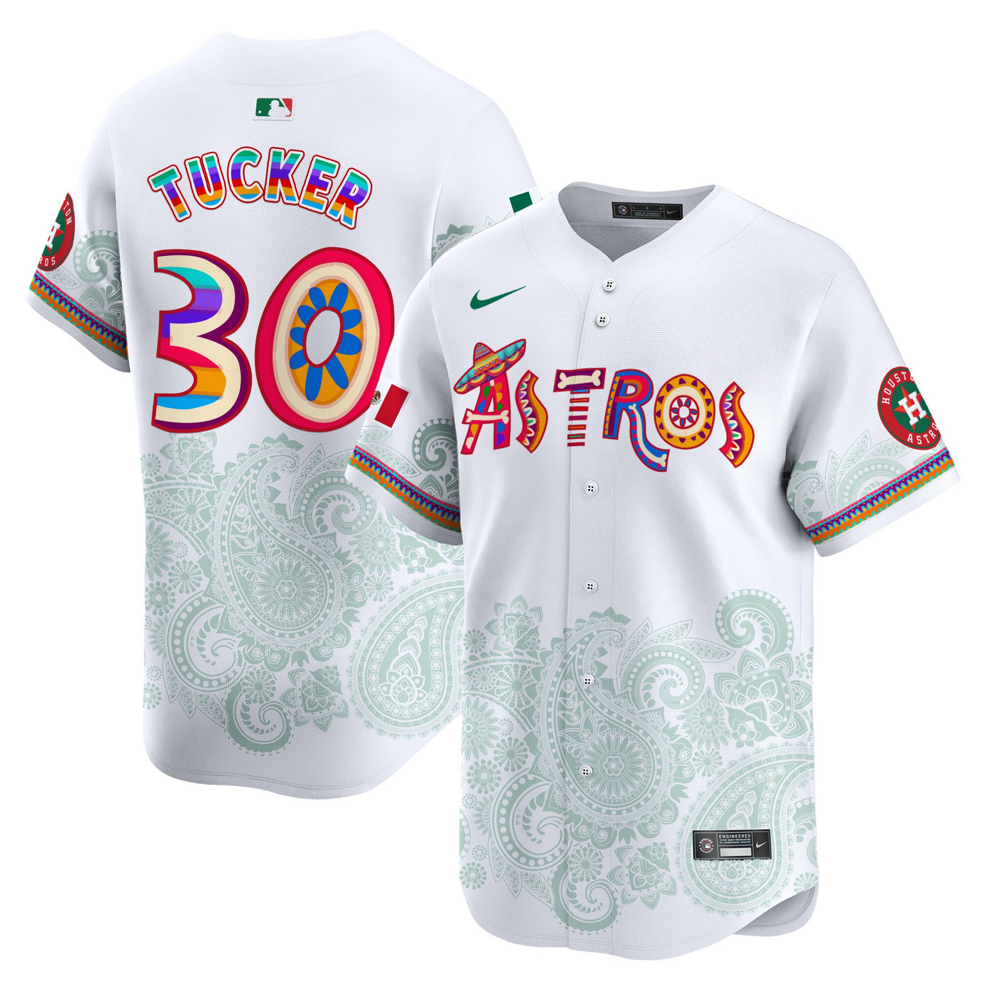 Men's Kyle Tucker Houston Astros Paisley Mexico Vapor Premier Limited White Jersey - Printed