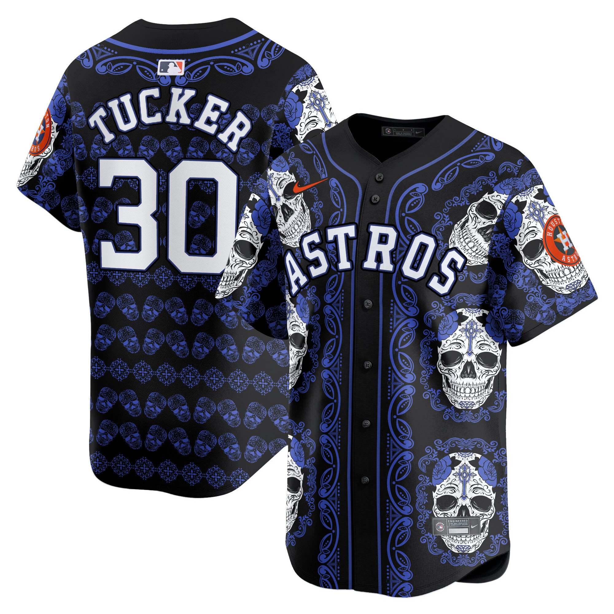 Men's Kyle Tucker Houston Astros Paisley Sugar Skull Vapor Premier Limited Navy Jersey - Printed