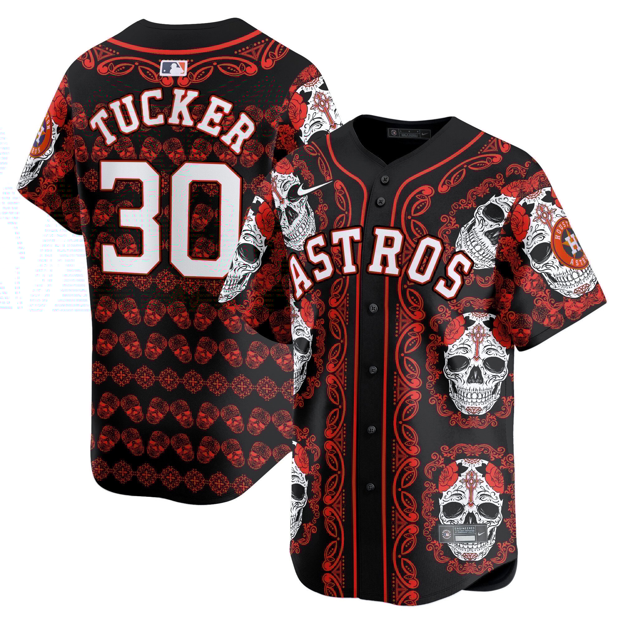 Men's Kyle Tucker Houston Astros Paisley Sugar Skull Vapor Premier Limited Red Jersey - Printed