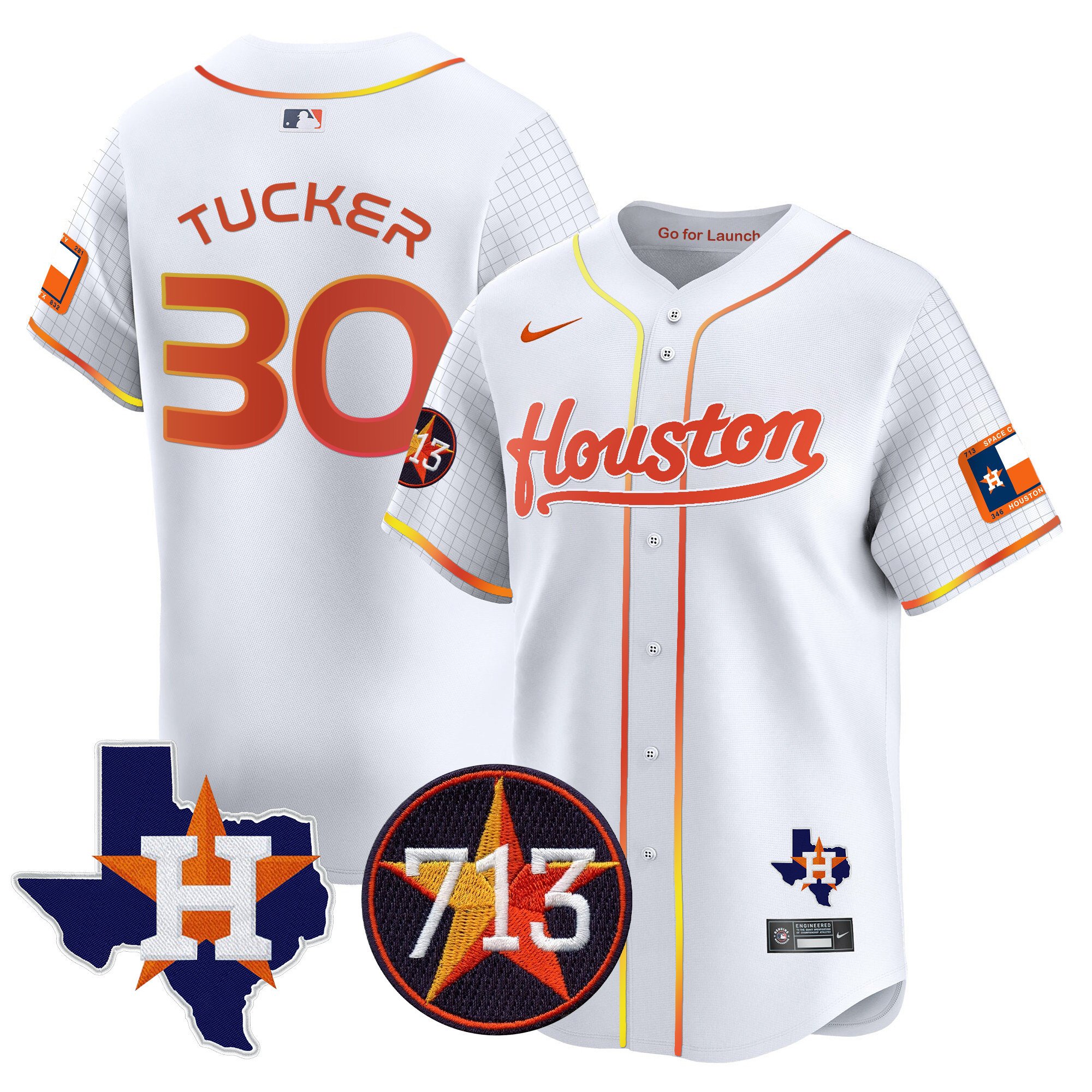 Men's Kyle Tucker Houston Astros Space City 713 Patch Vapor Premier Limited White Jersey - All Stitched