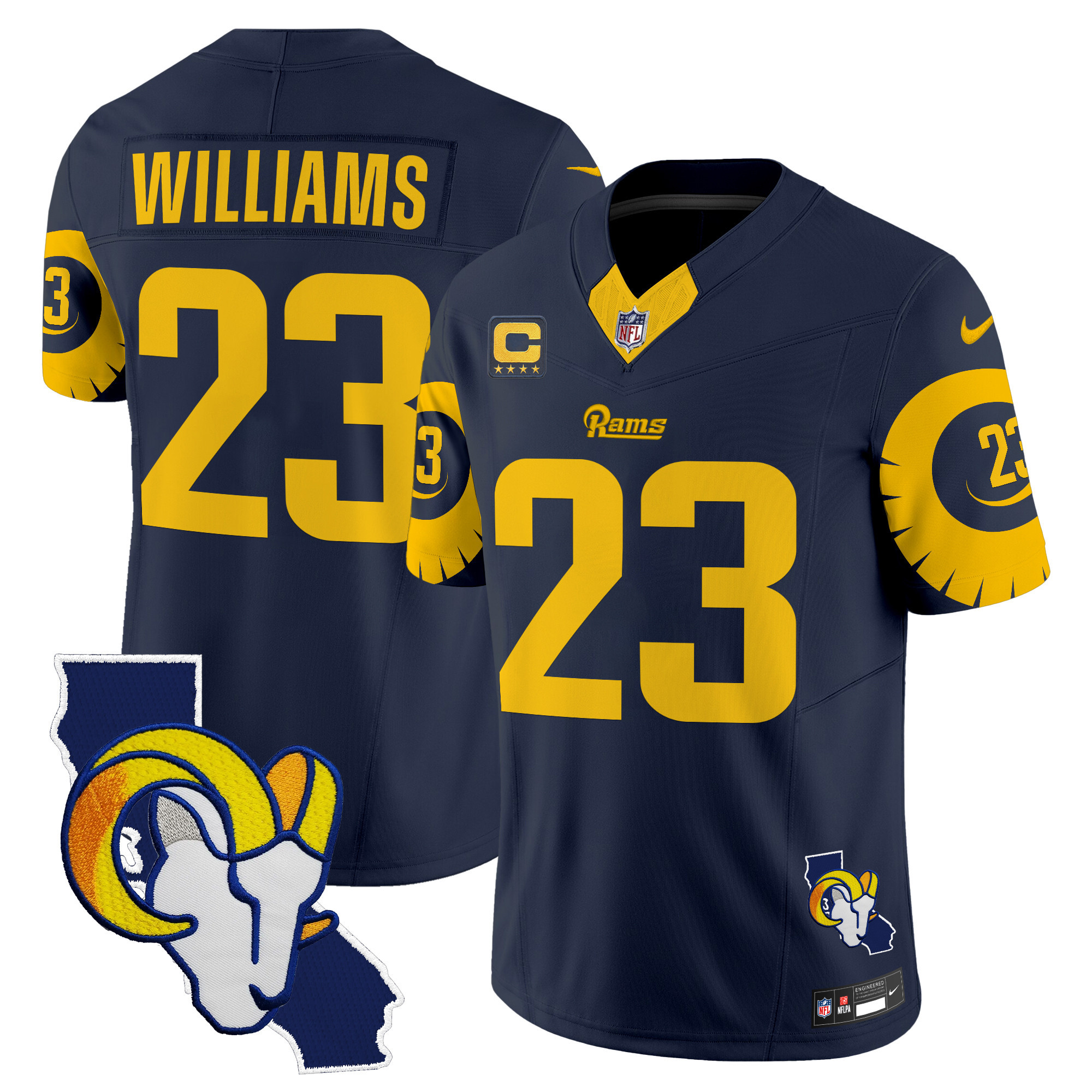 Men's Kyren Williams Los Angeles Rams Special Vapor Limited Navy Jersey V2 - All Stitched
