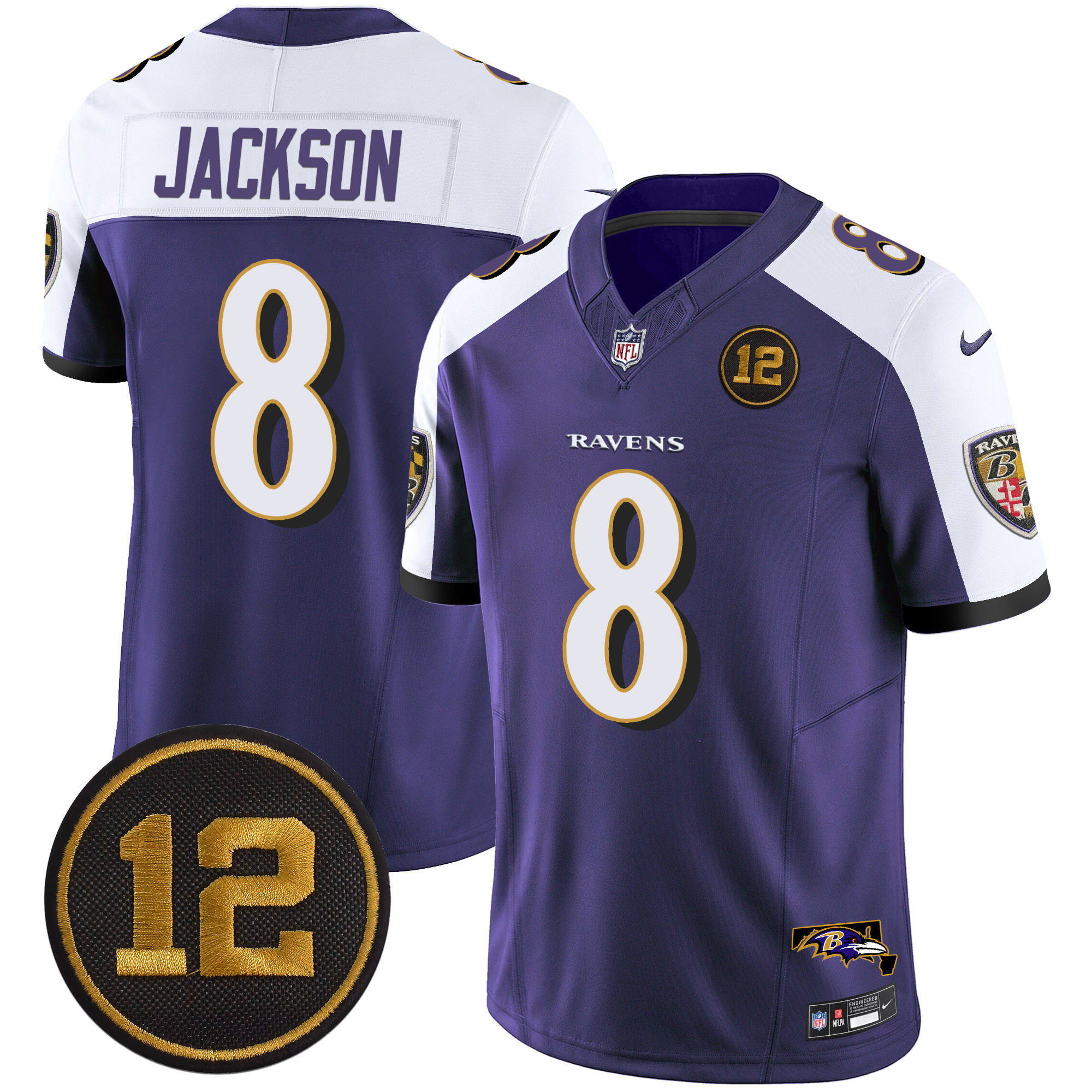 Men's Lamar Jackson Baltimore Ravens Jacoby Jones Patch Vapor Limited Purple Alternate Jersey - All Stitched
