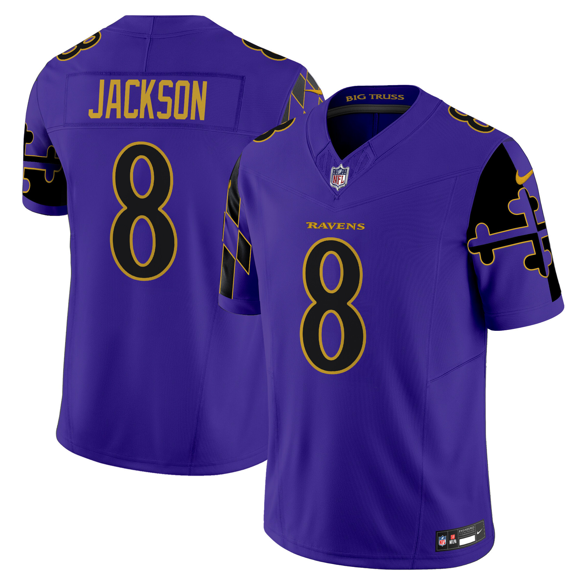 Men's Lamar Jackson Baltimore Ravens Maryland Flag Vapor Limited Purple Limited Jersey - All Stitched