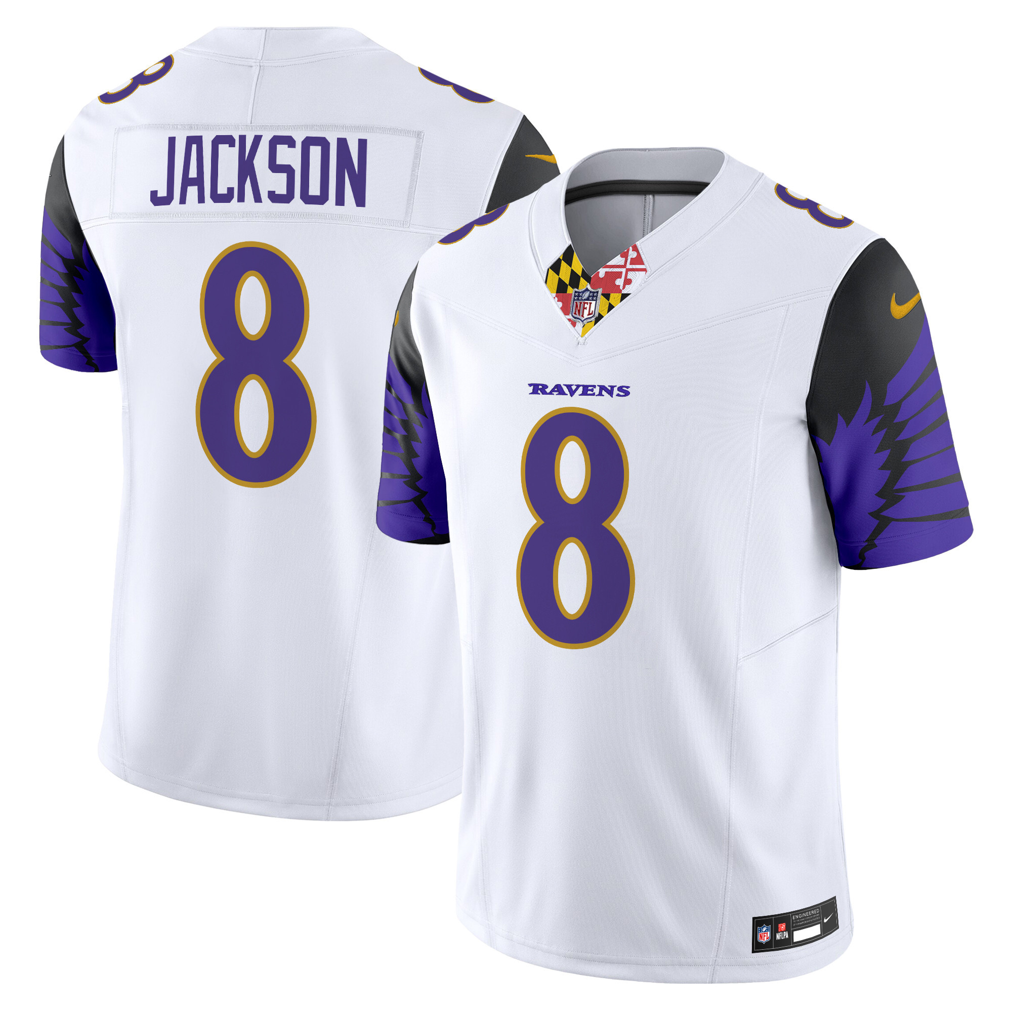 Men's Lamar Jackson Baltimore Ravens Special Vapor Limited White Jersey - All Stitched