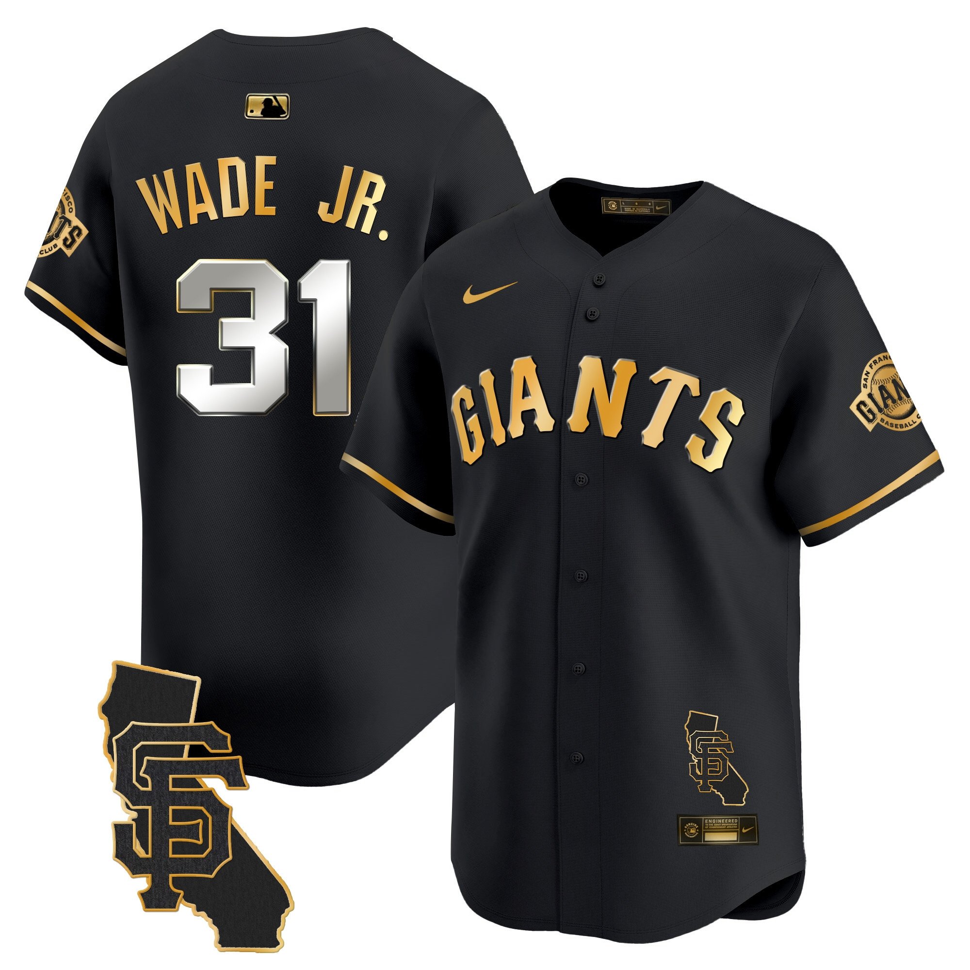 Men's LaMonte Wade Jr. San Francisco Giants California Patch Vapor Premier Limited Black Gold Jersey - All Stitched