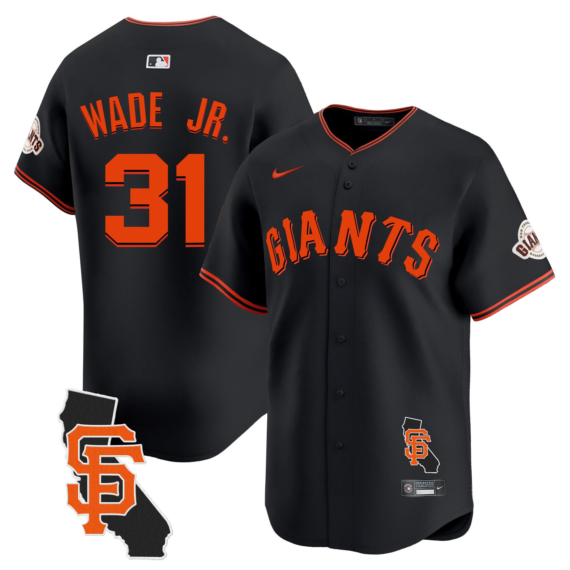 Men's LaMonte Wade Jr. San Francisco Giants California Patch Vapor Premier Limited Black Jersey - All Stitched